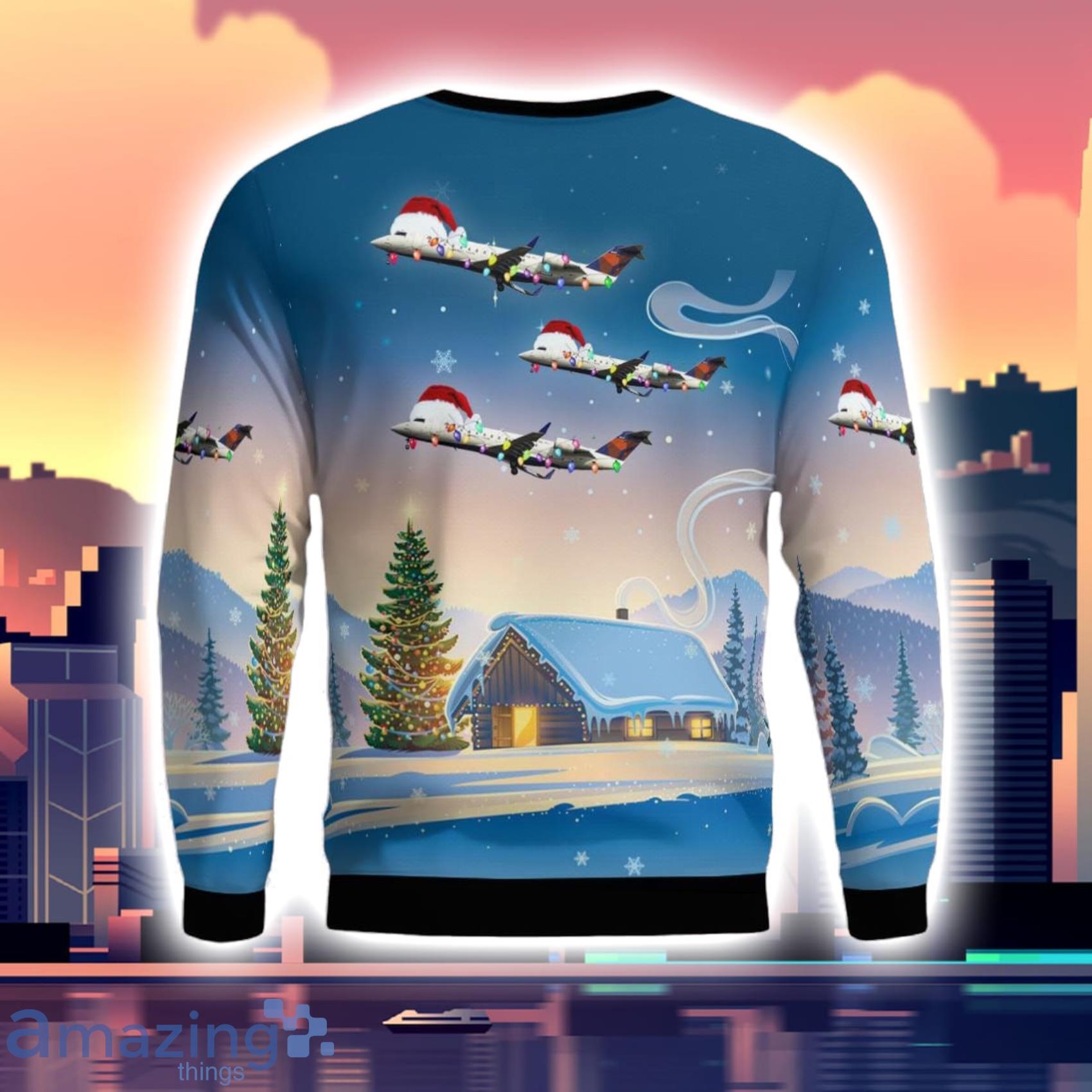 Endeavor Air Bombardier Crj 200er Christmas Ugly Sweater For Men And Women image Endeavor Air Bombardier Crj-200er Christmas Ugly Sweater For Men And Women Product Photo 3