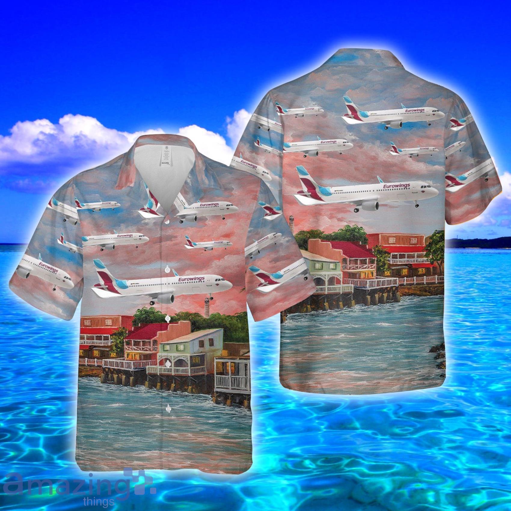 Eurowings Airbus A320-200 Tropical Style Full Print Hawaiian Shirt Vs Short Set Product Photo 1