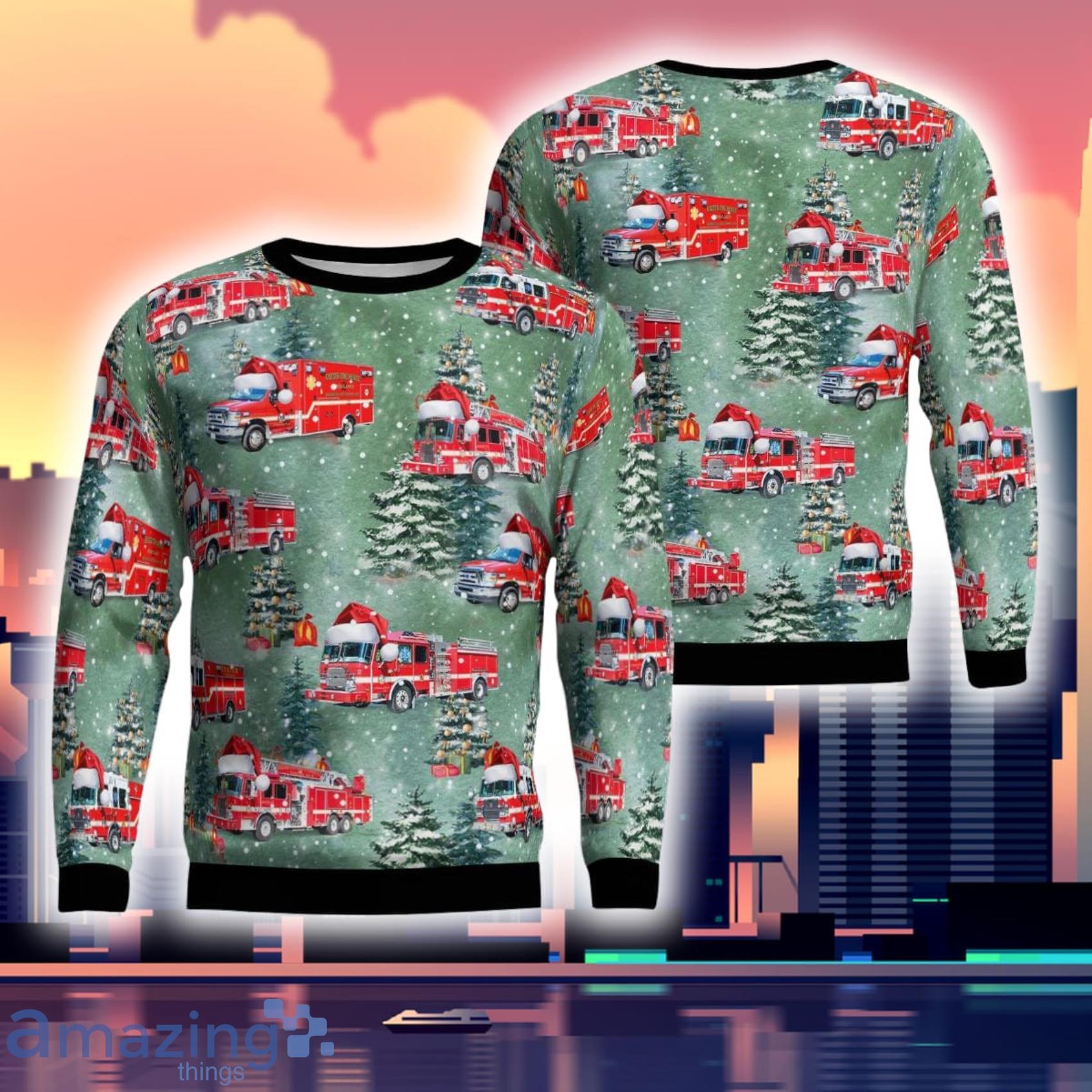Exeter New Hampshire Exeter Fire Department  Ugly Sweater Gift For Xmas Product Photo 1