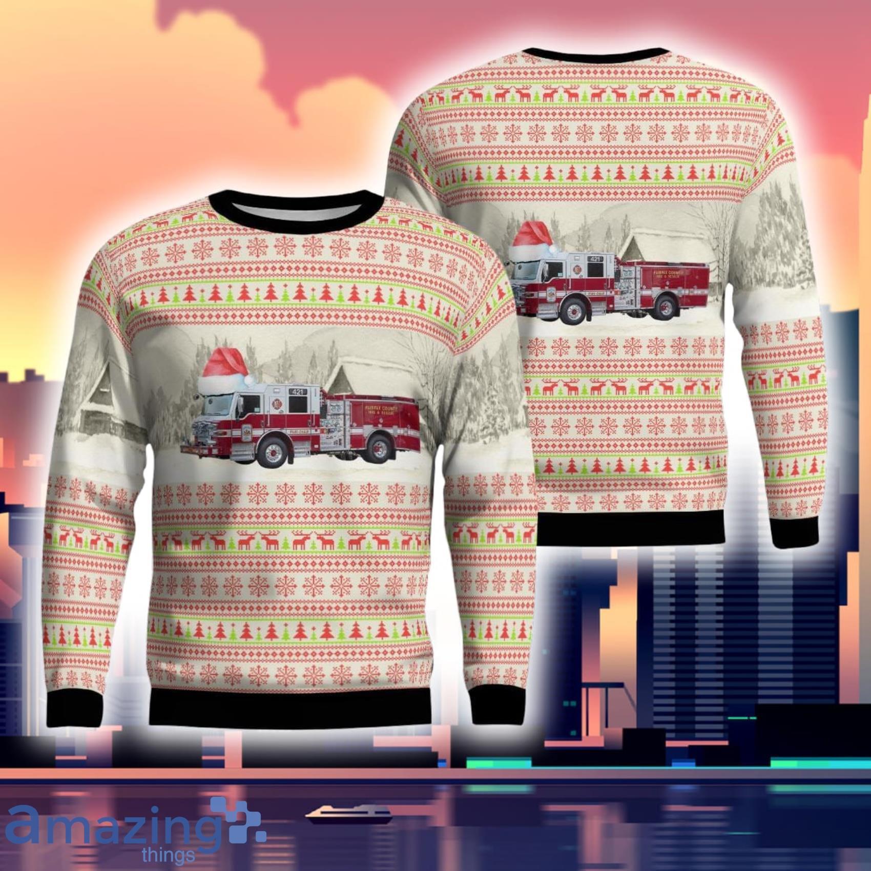 Fairfax Virginia Fairfax County Fire & Rescue Department 3D Ugly Sweater Product Photo 1