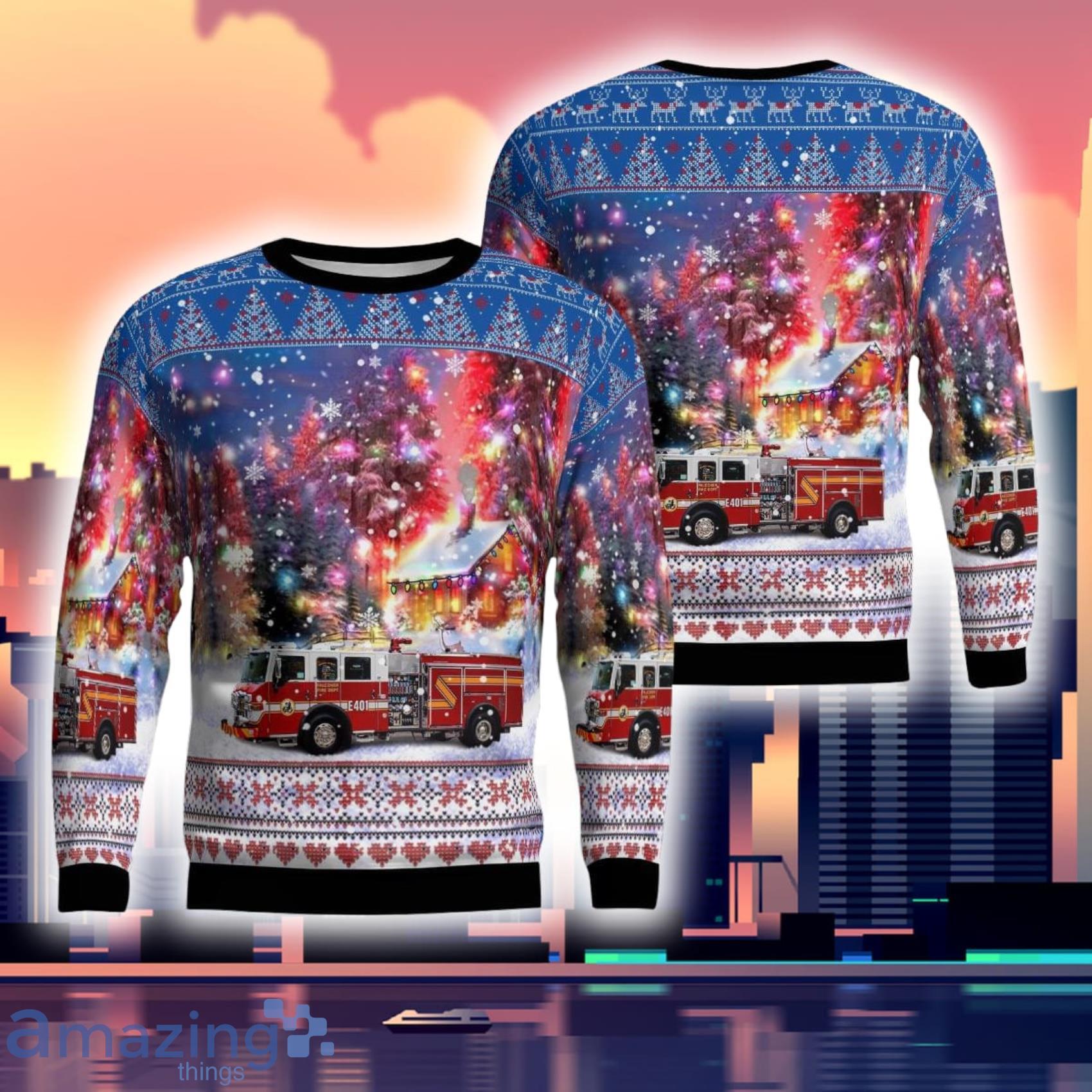 Falconer New York Falconer Fire Department  Ugly Sweater Gift For Xmas Product Photo 1