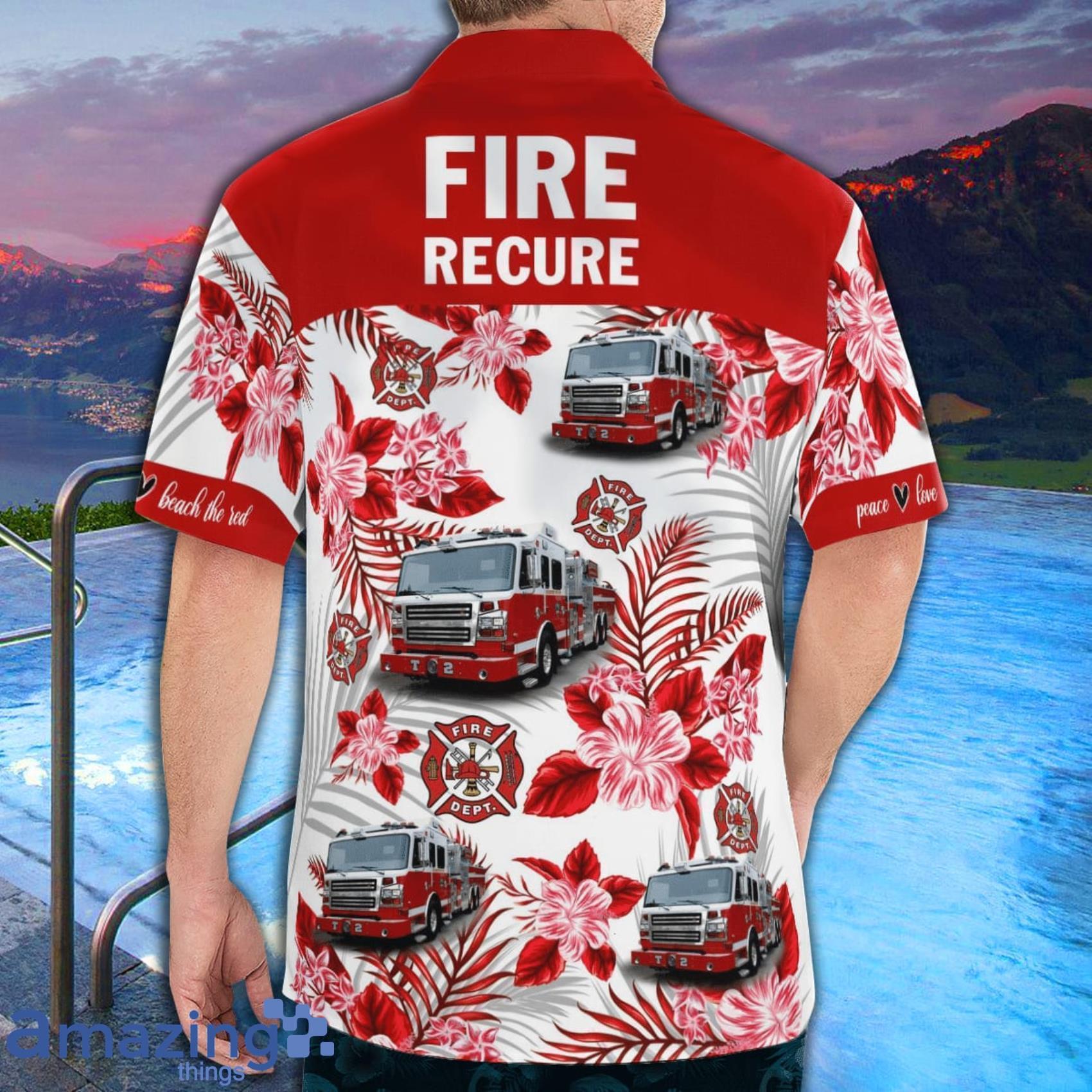 Firefighter Tropical Flowers AOP Aloha Tropical Style Hawaiian Shirt And Beach Short image Firefighter Tropical Flowers AOP Aloha Tropical Style Hawaiian Shirt And Beach Short Product Photo 4