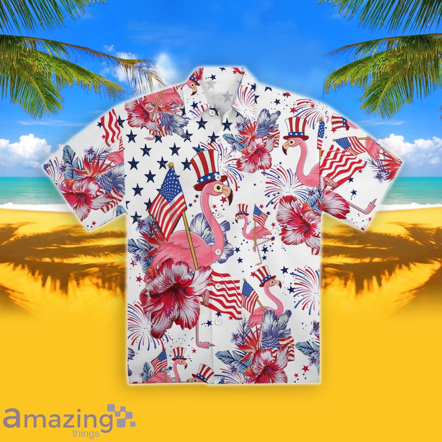 Flamingo American Flag Summer Gift Men And Women Hawaiian Shirt Product Photo 1 Flamingo American Flag Summer Gift Men And Women Hawaiian Shirt Product Photo 1