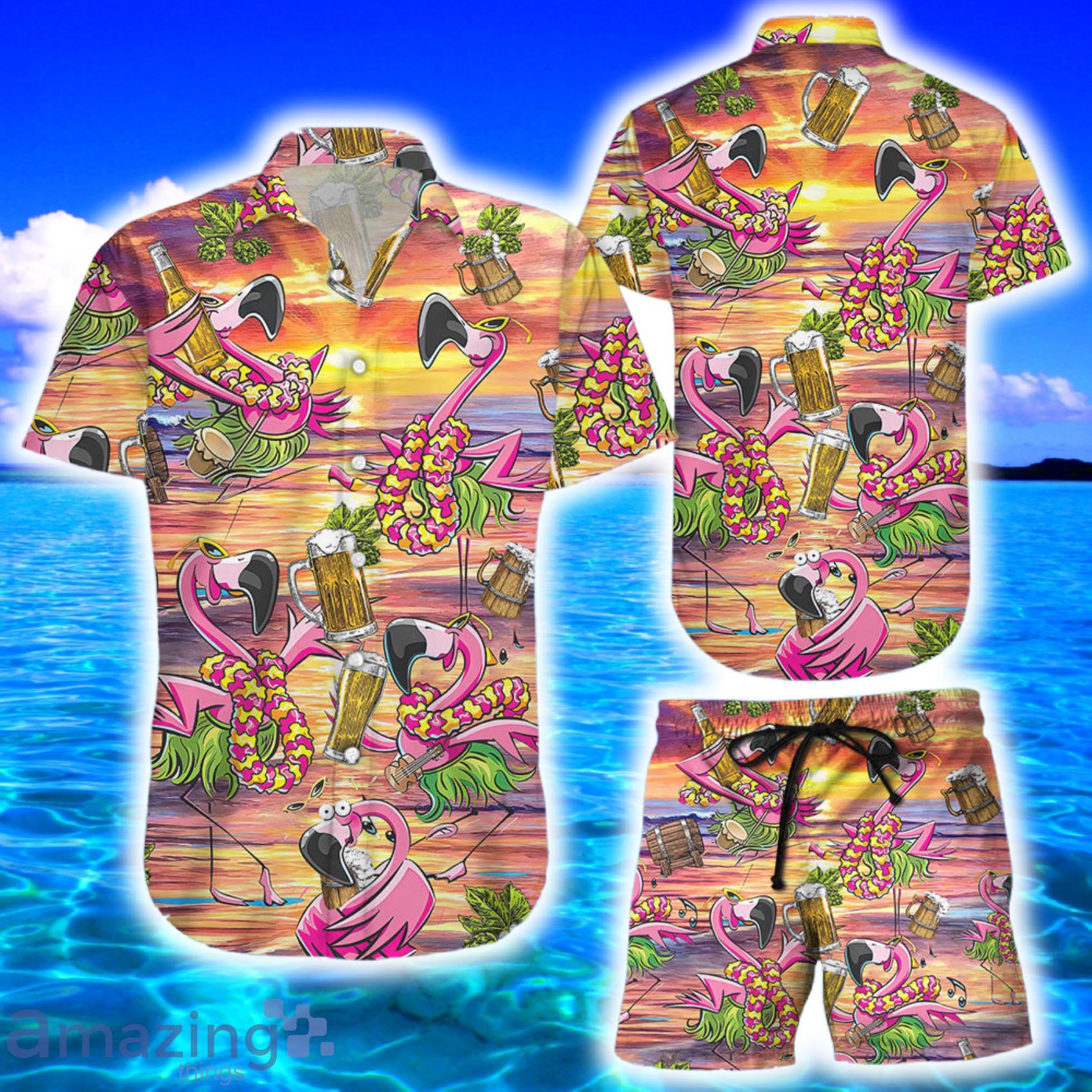 Flamingo Hawaiian Shirt Flamingo Beer Drinking Aloha AOP Hawaiian Shirt And Bech Short Product Photo 1 Flamingo Hawaiian Shirt Flamingo Beer Drinking Aloha AOP Hawaiian Shirt And Bech Short Product Photo 1