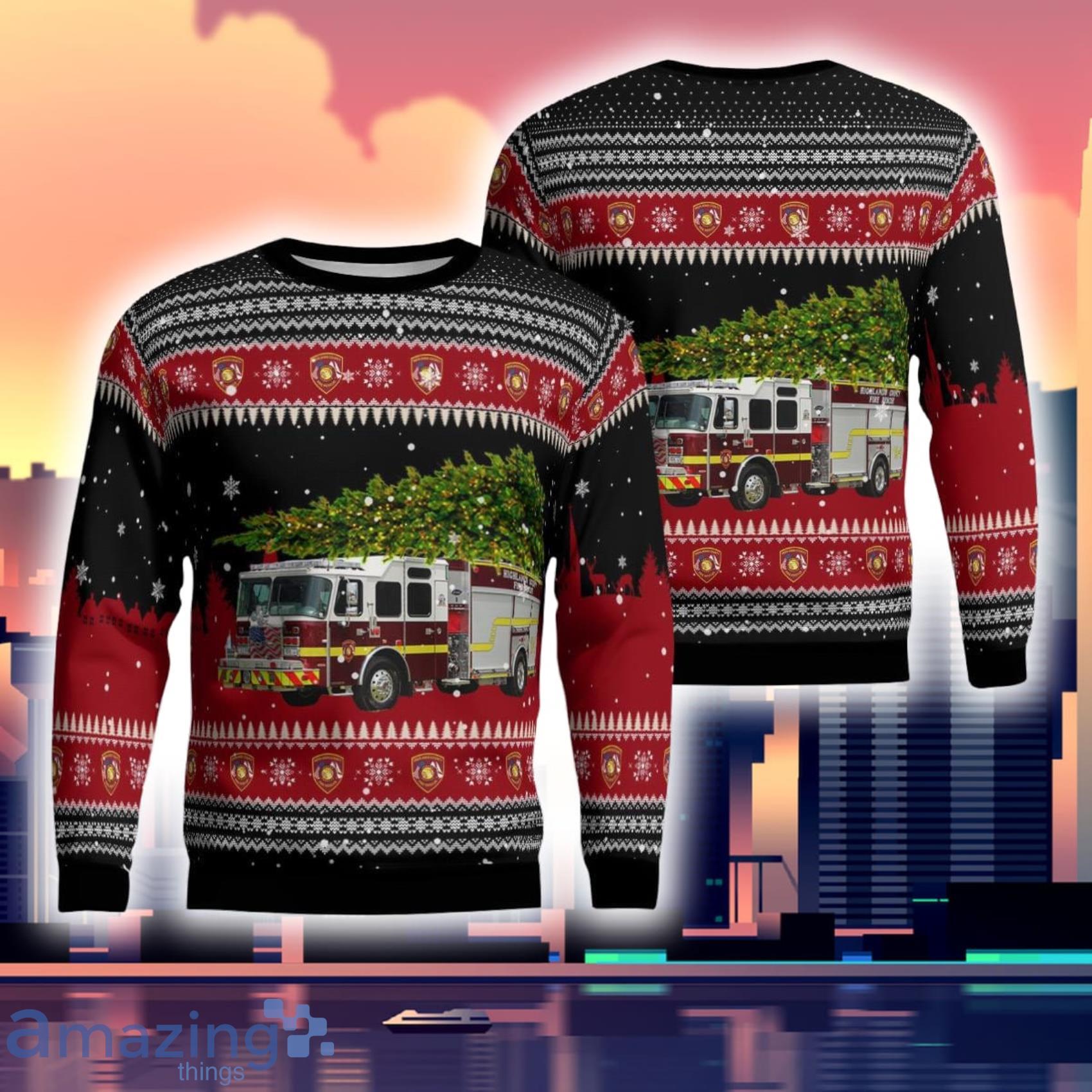 Florida Highlands County Fire Rescue Christmas  Ugly Sweater Gift For Xmas Product Photo 1