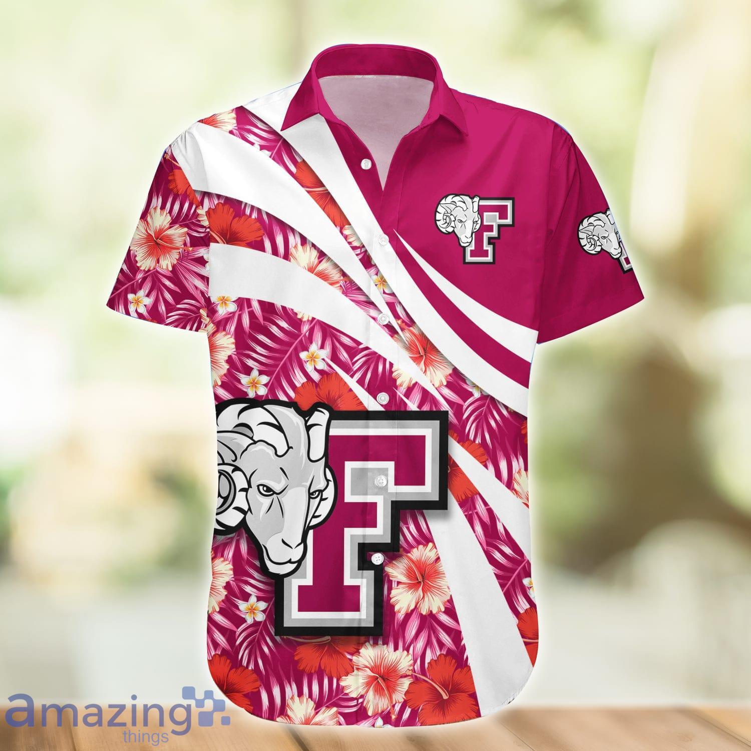 Fordham Rams NCAA Hibiscus Flower Pattern Aloha Hawaiian Shirt