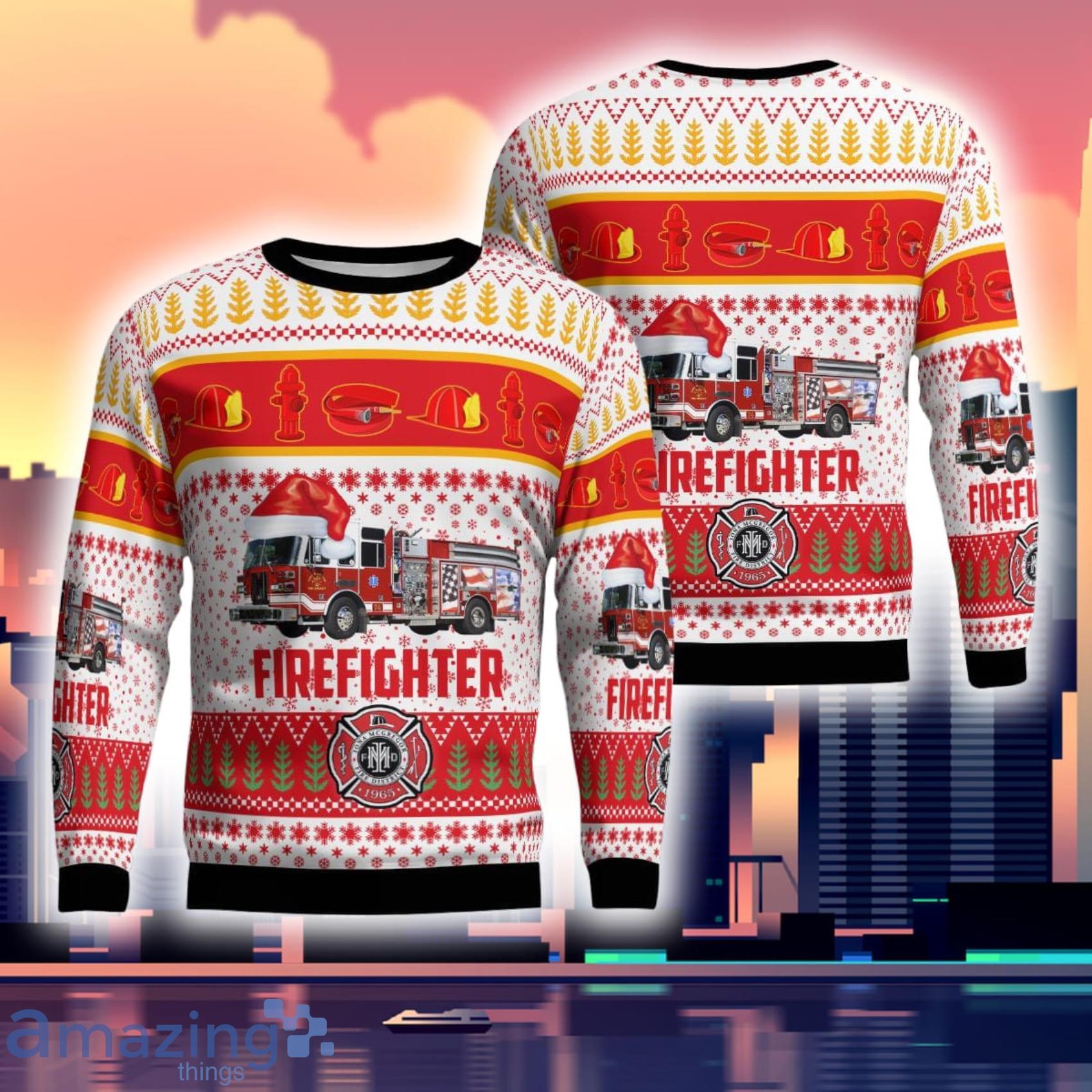 Fort Myers Lee County Florida Iona Mcgregor Fire Protection & Rescue Service District Christmas Ugly Sweater Gift For Xmas Product Photo 1