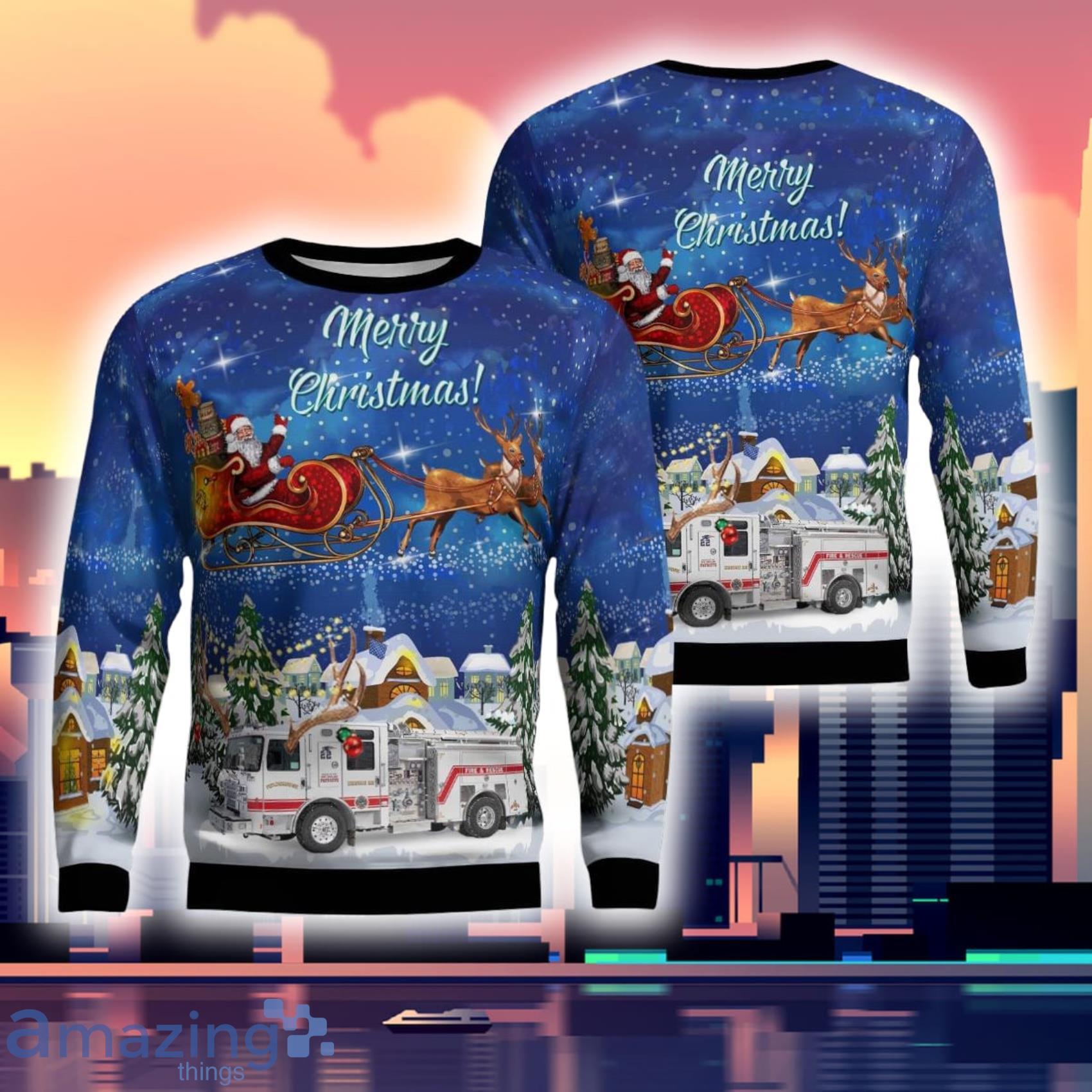 Foxborough Massachusetts Foxborough Fire Department 3D Ugly Sweater Product Photo 1