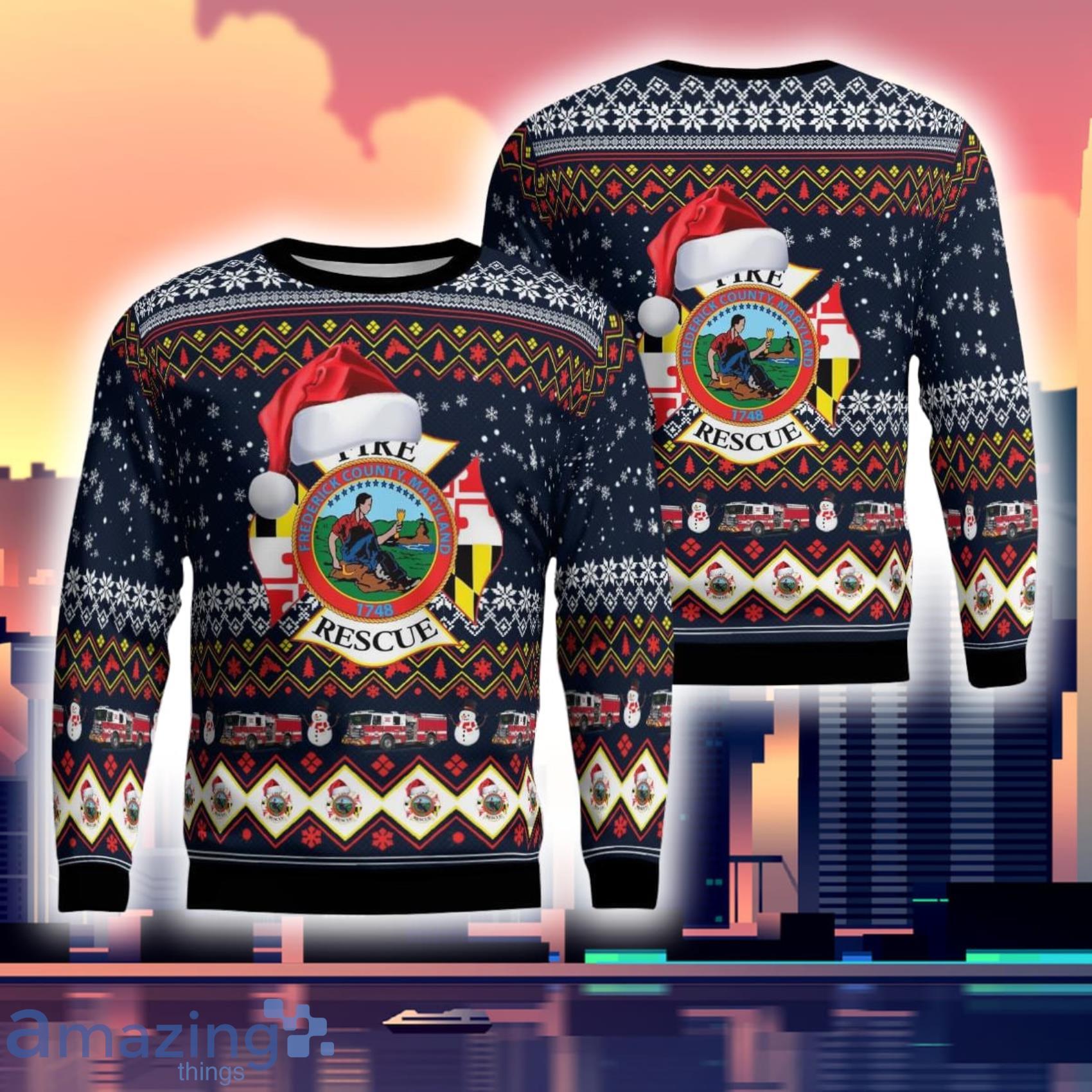 Frederick County (Md) Fire & Rescue Christmas 3D Ugly Sweater Product Photo 1