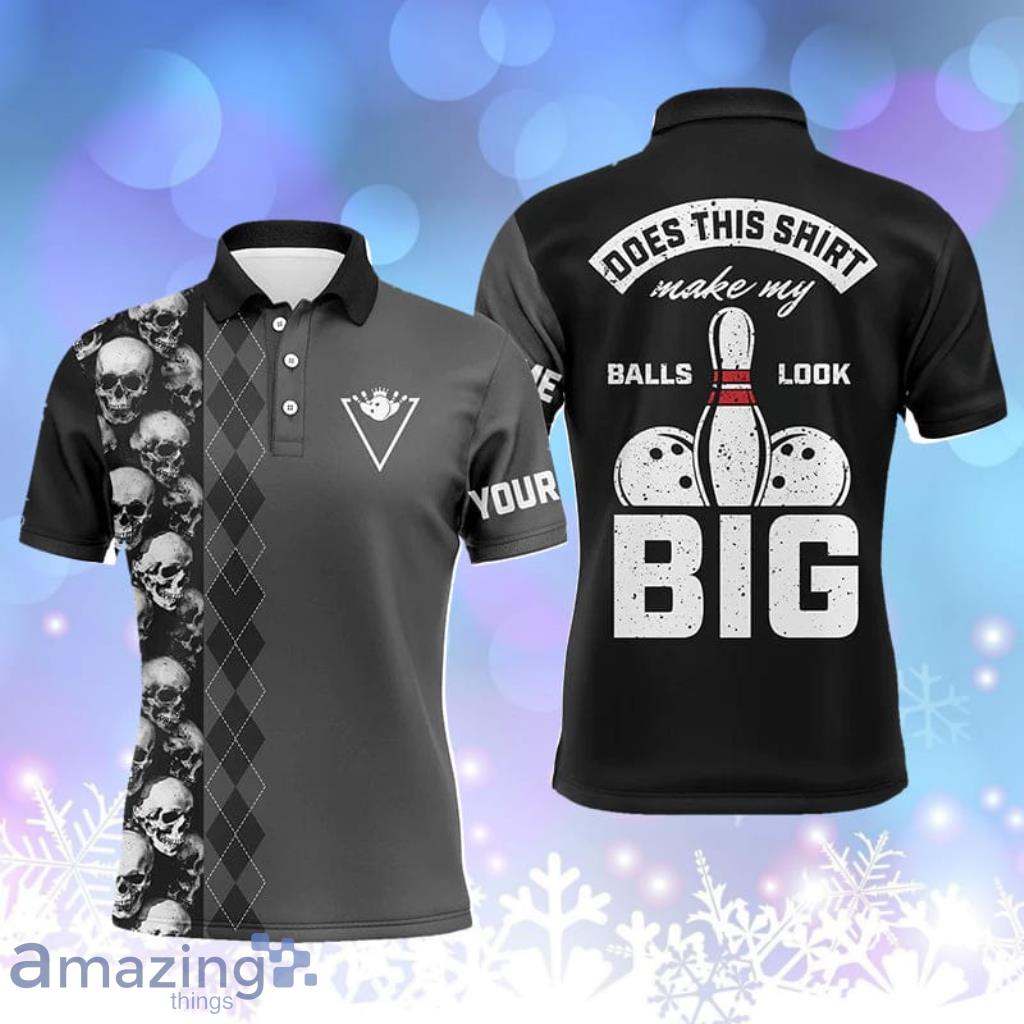 Funny Black Skull Bowling Polo Shirt For Men Custom Name Does This Shirt Make My Balls Look Big Product Photo 1 Funny Black Skull Bowling Polo Shirt For Men Custom Name Does This Shirt Make My Balls Look Big Product Photo 1