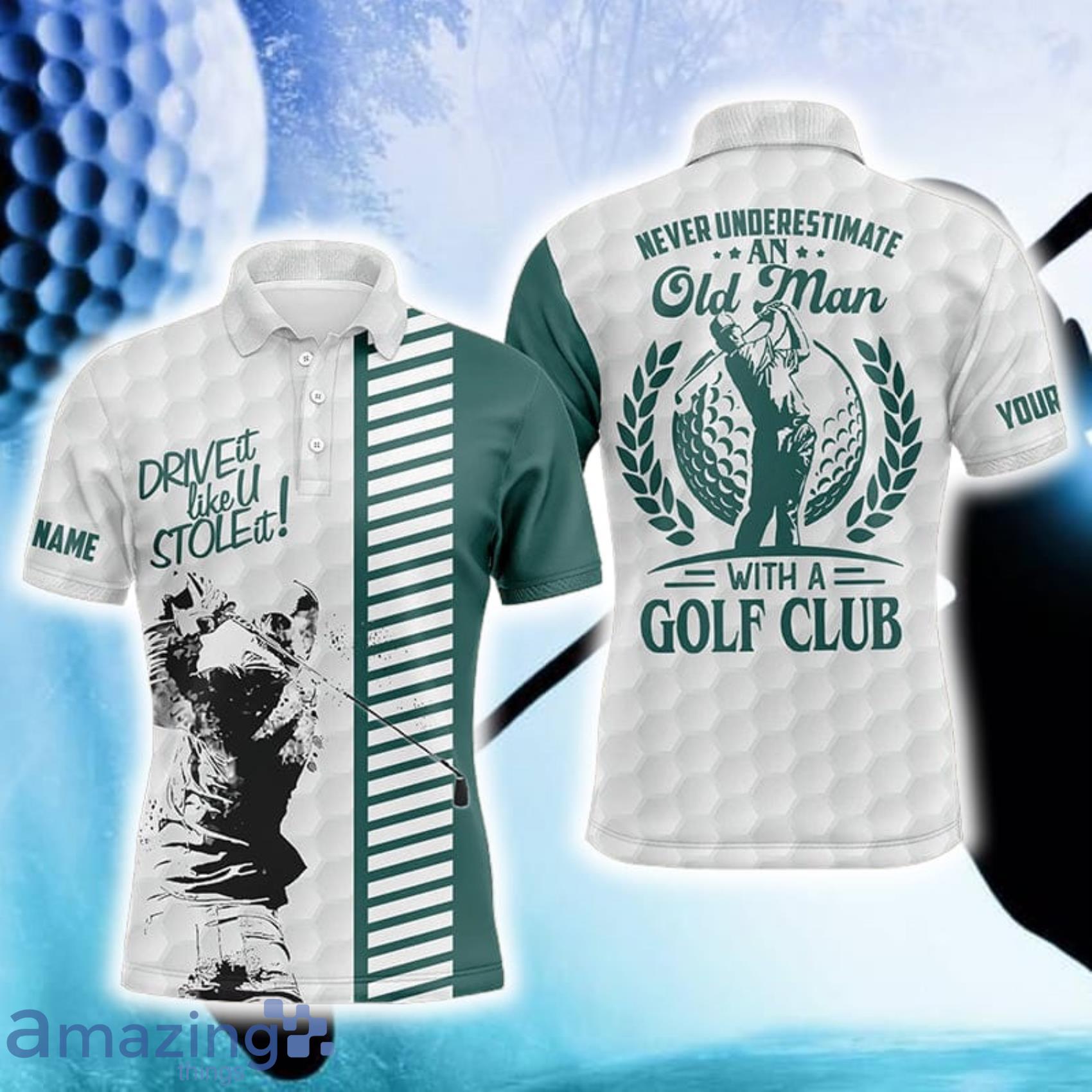 Funny Custom Name Never Underestimate An Old Man With A Golf Polo Shirt For Men And Women Gift For Golfer Product Photo 1