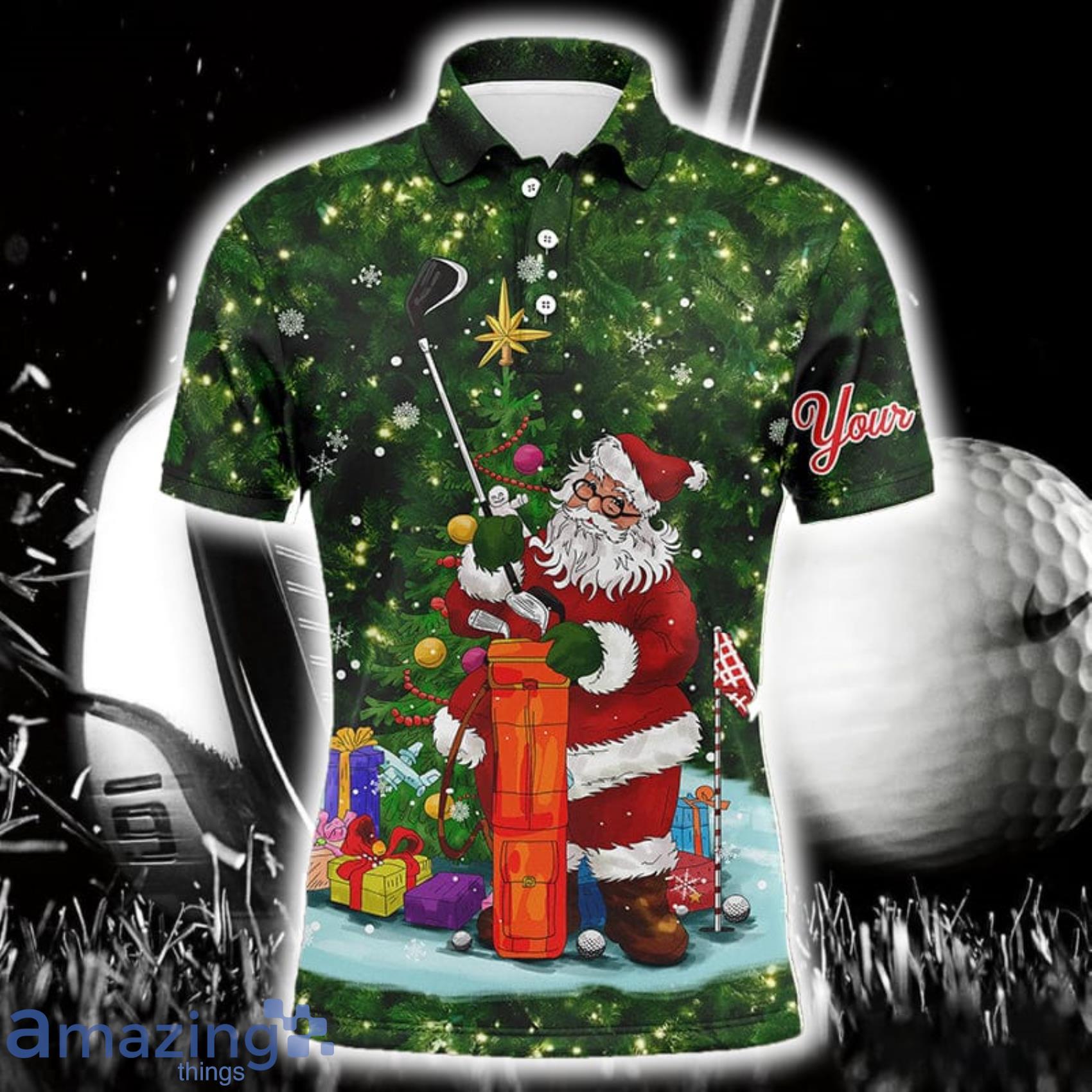 Funny Green Christmas Golf Shirts Custom Name Santa Golfer Christmas Polo  Shirt For Men And Women Gift For Golfer