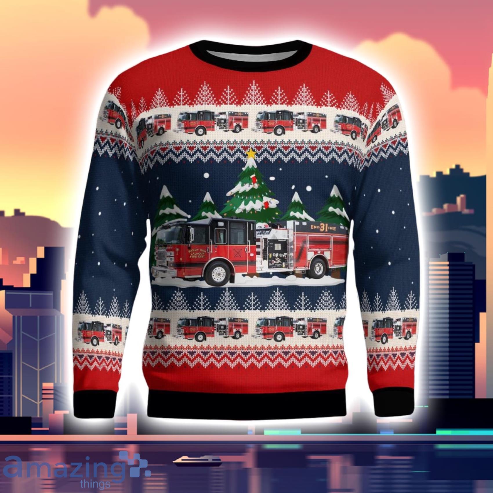 Gaston South Carolina Sandy Run Calhoun County Fire District Full Print Ugly Sweater For Men And Women image Gaston South Carolina Sandy Run- Calhoun County Fire District Full Print Ugly Sweater For Men And Women Product Photo 2