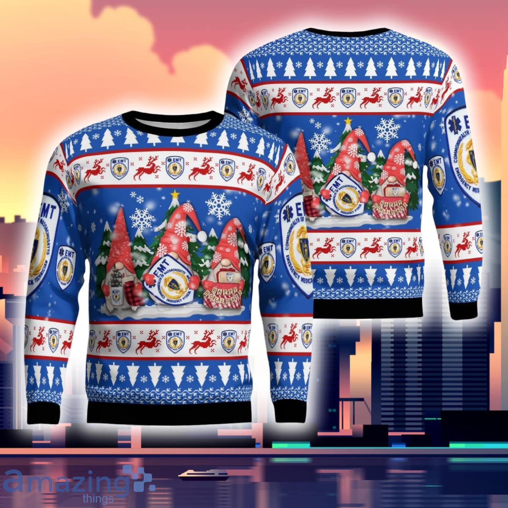 Gnome Massachusetts Emt Christmas Ugly Sweater For Men And Women Product Photo 1