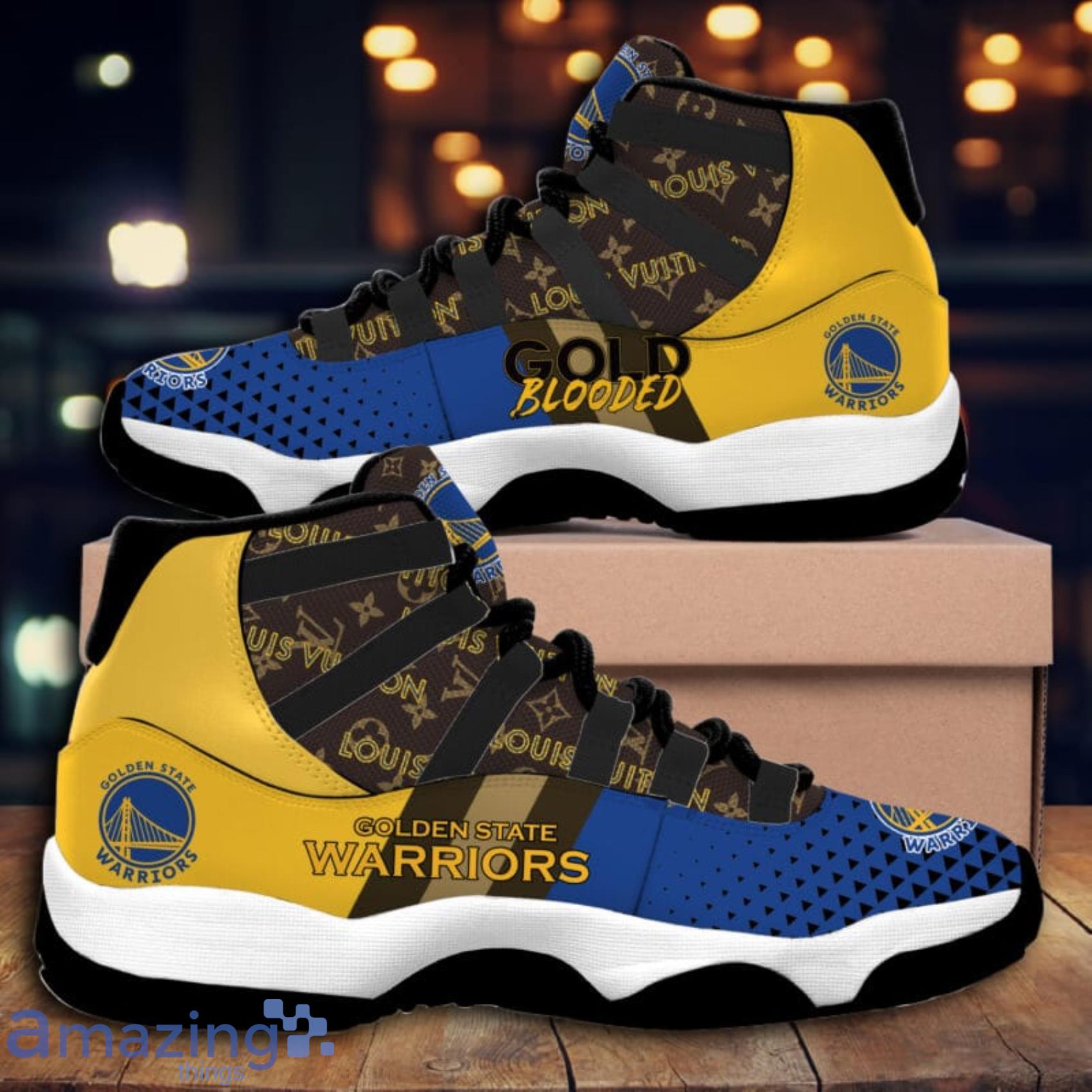 Golden State Warriors Lv All Over Print Air Jordan 11 Shoes For