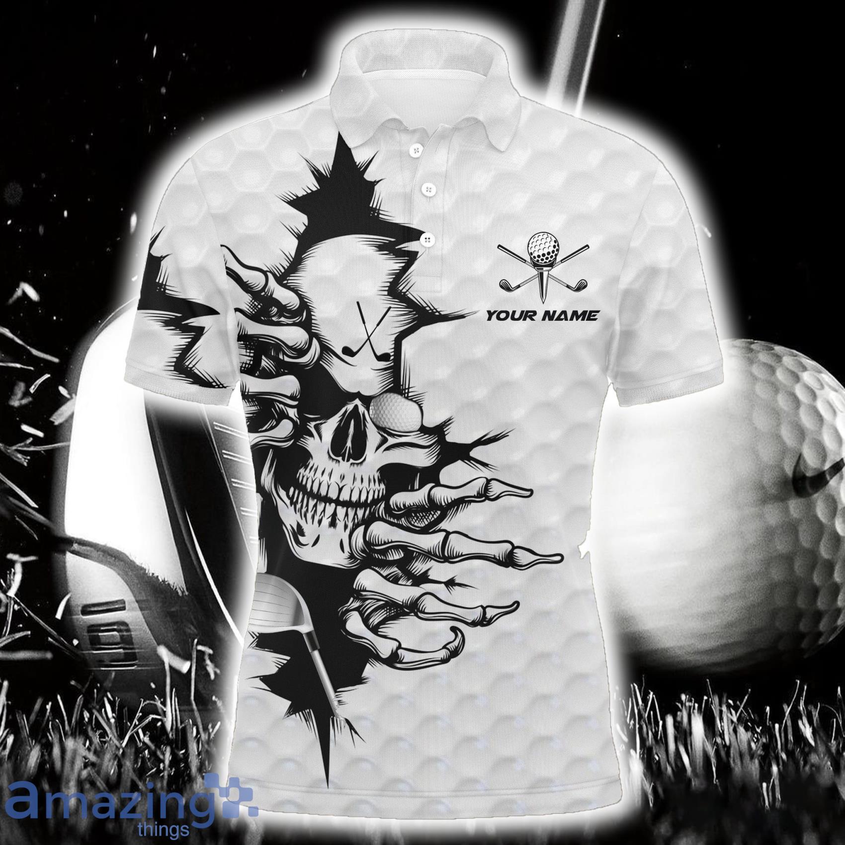 Golf Skull Upf White Custom Name Polo Shirt For Men And Women Gift For Golfer Product Photo 1