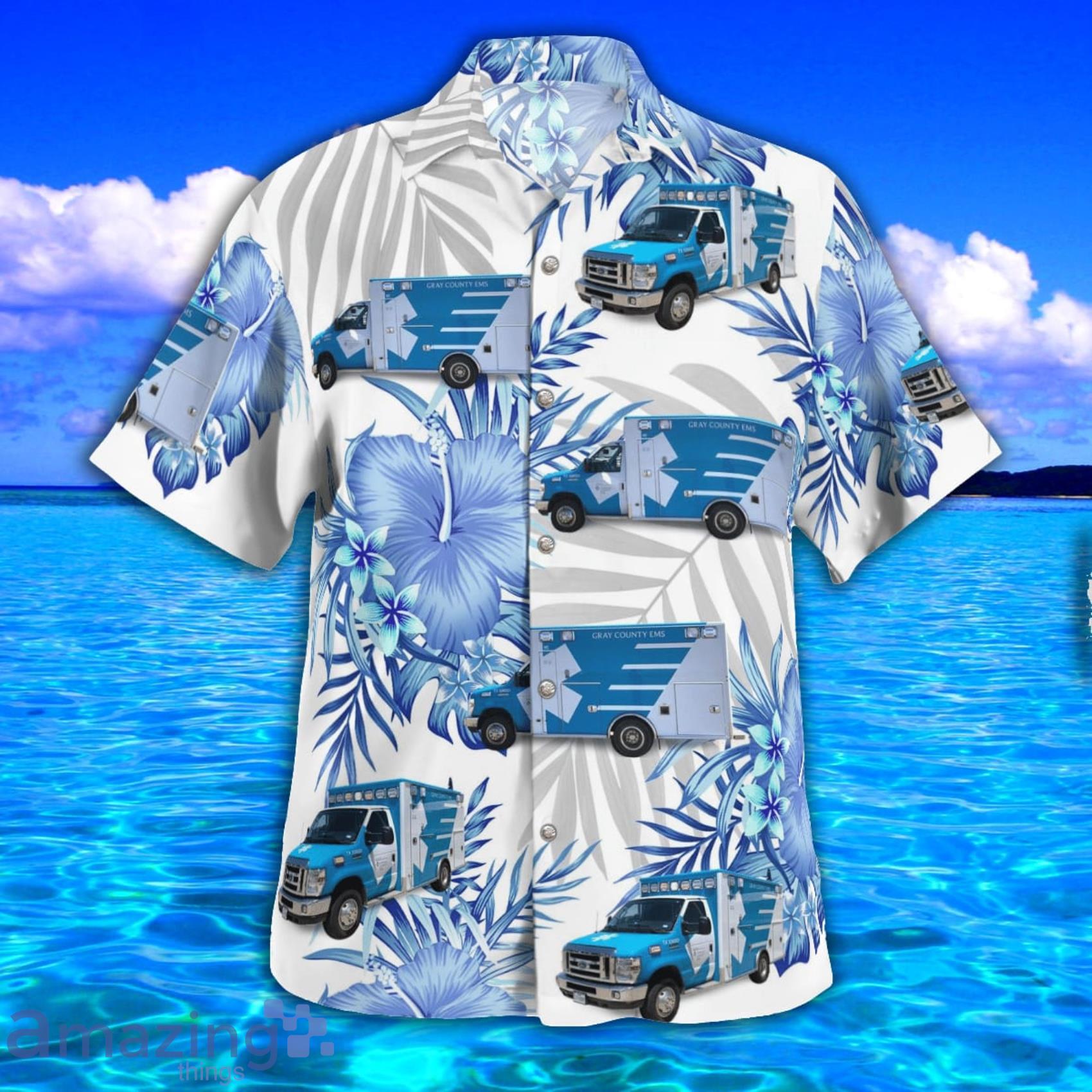 Gray County EMS, Pampa Texas Tropical Style AOP Short Sleeve Hawaiian Shirt And Beach Short Product Photo 1