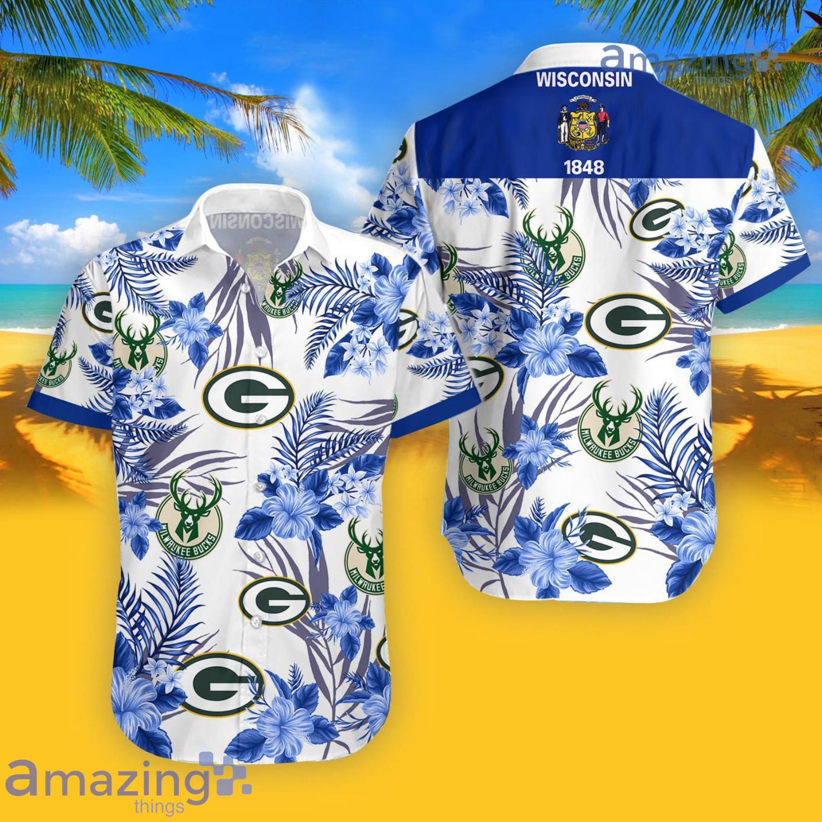 Green Bay Packers Milwaukee Bucks Hawaiian Shirt For Men And Women Product Photo 1