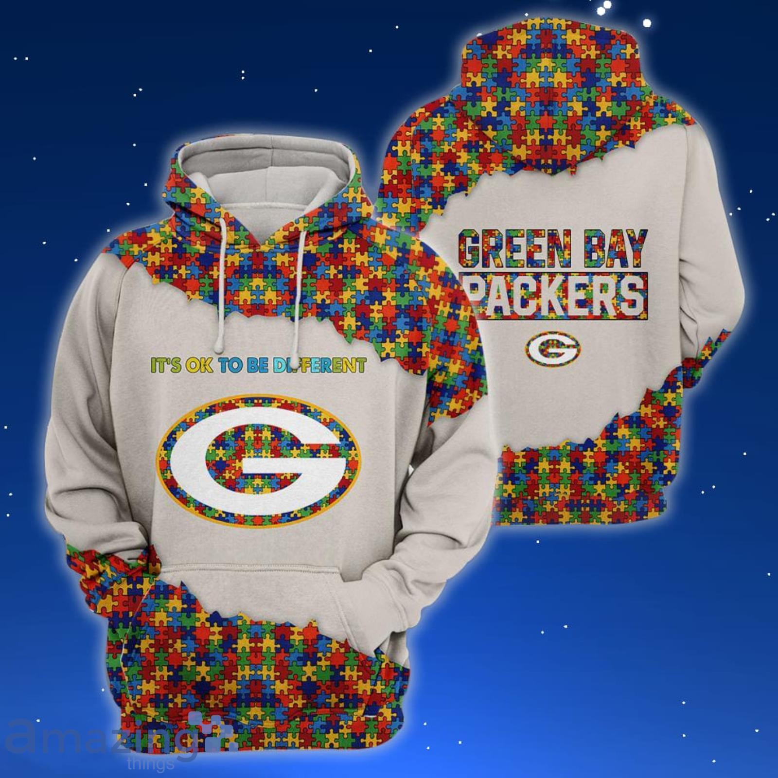 Green Bay Packers Autism T-Shirt 3D Hoodie Zip Hoodie Sweatshirt