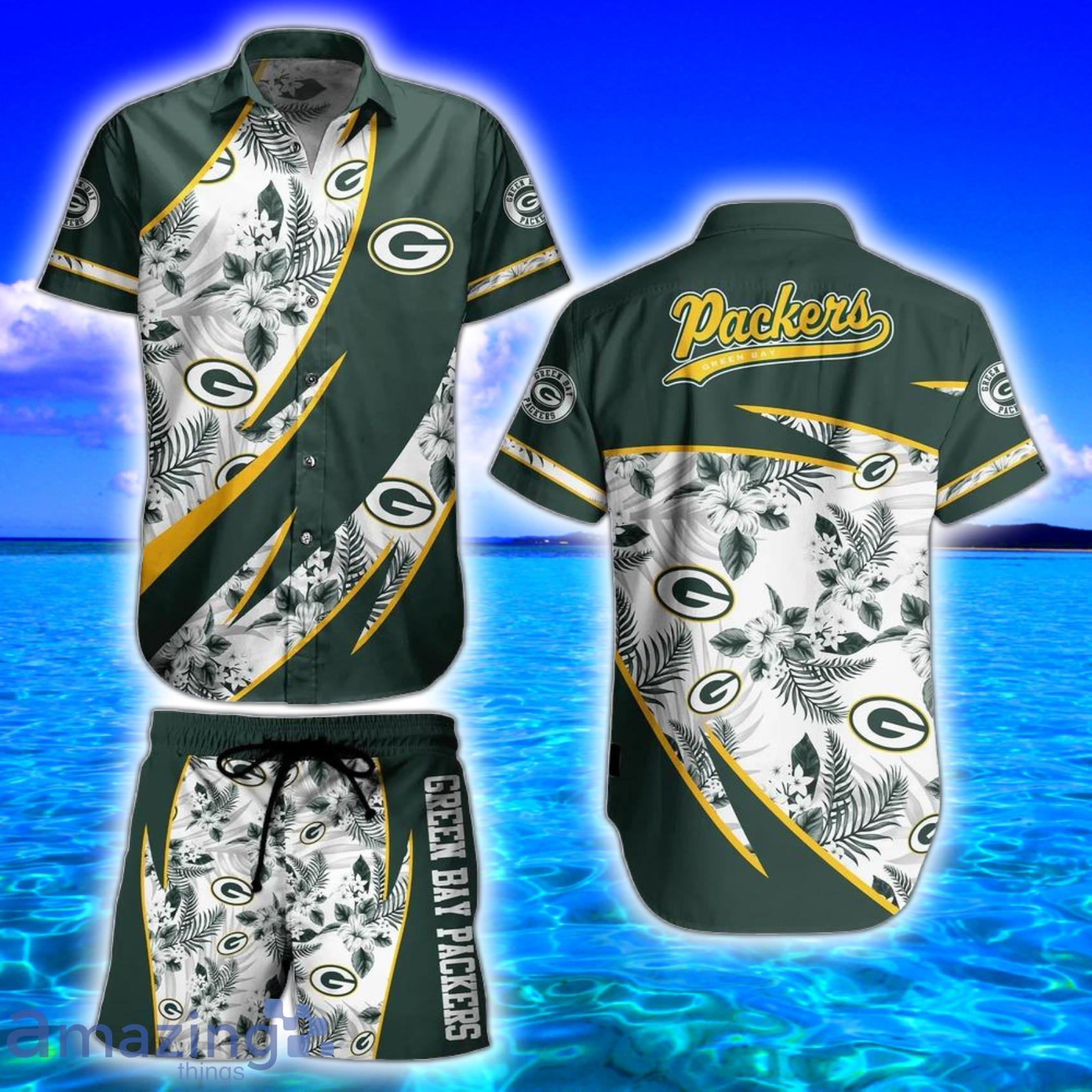 Green Bay Packers NFL And Tropical Pattern Combo Summer Hawaiian