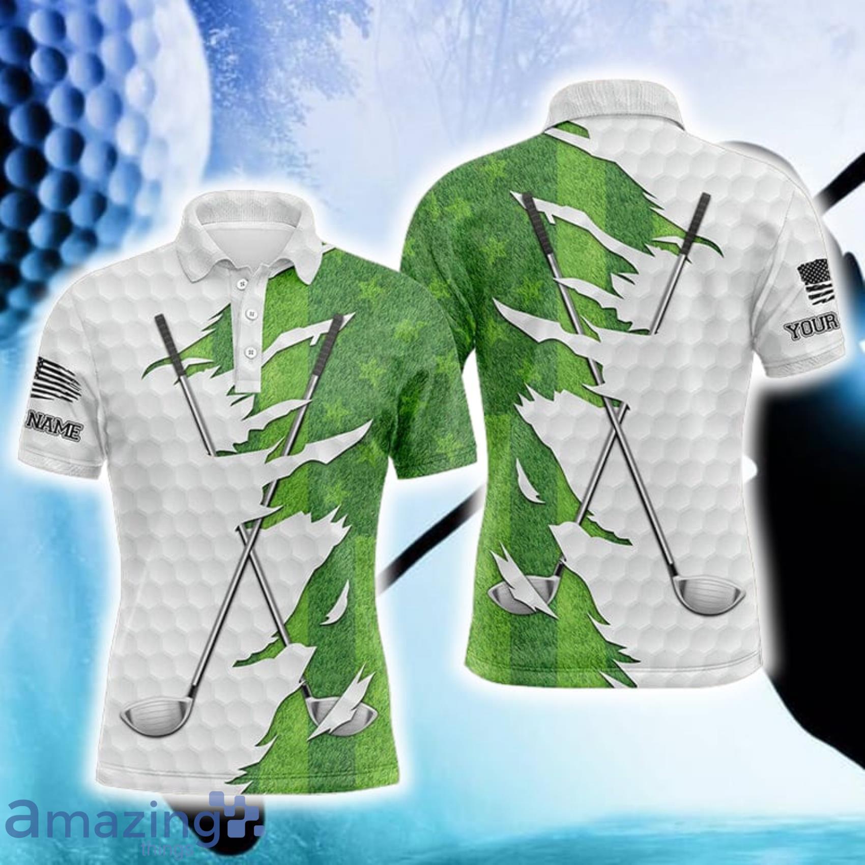 Green Golf Grass Custom Name Golf Clubs Polo Shirt For Men And Women Gift  For Golfer