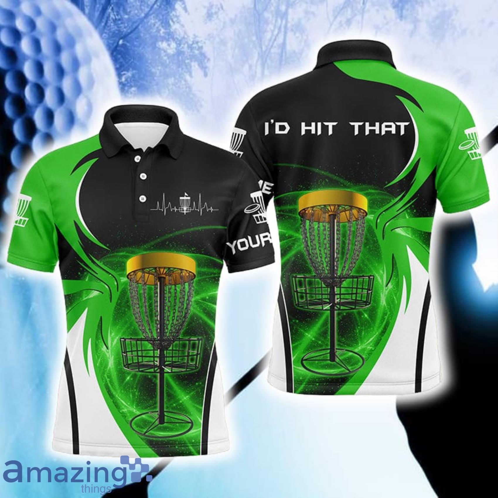 Green I'd Hit That Disc Golf Basket Custom Name Polo Shirt For Men And Women Gift For Golfer image Green I'd Hit That Disc Golf Basket Custom Name Polo Shirt For Men And Women Gift For Golfer Product Photo 1
