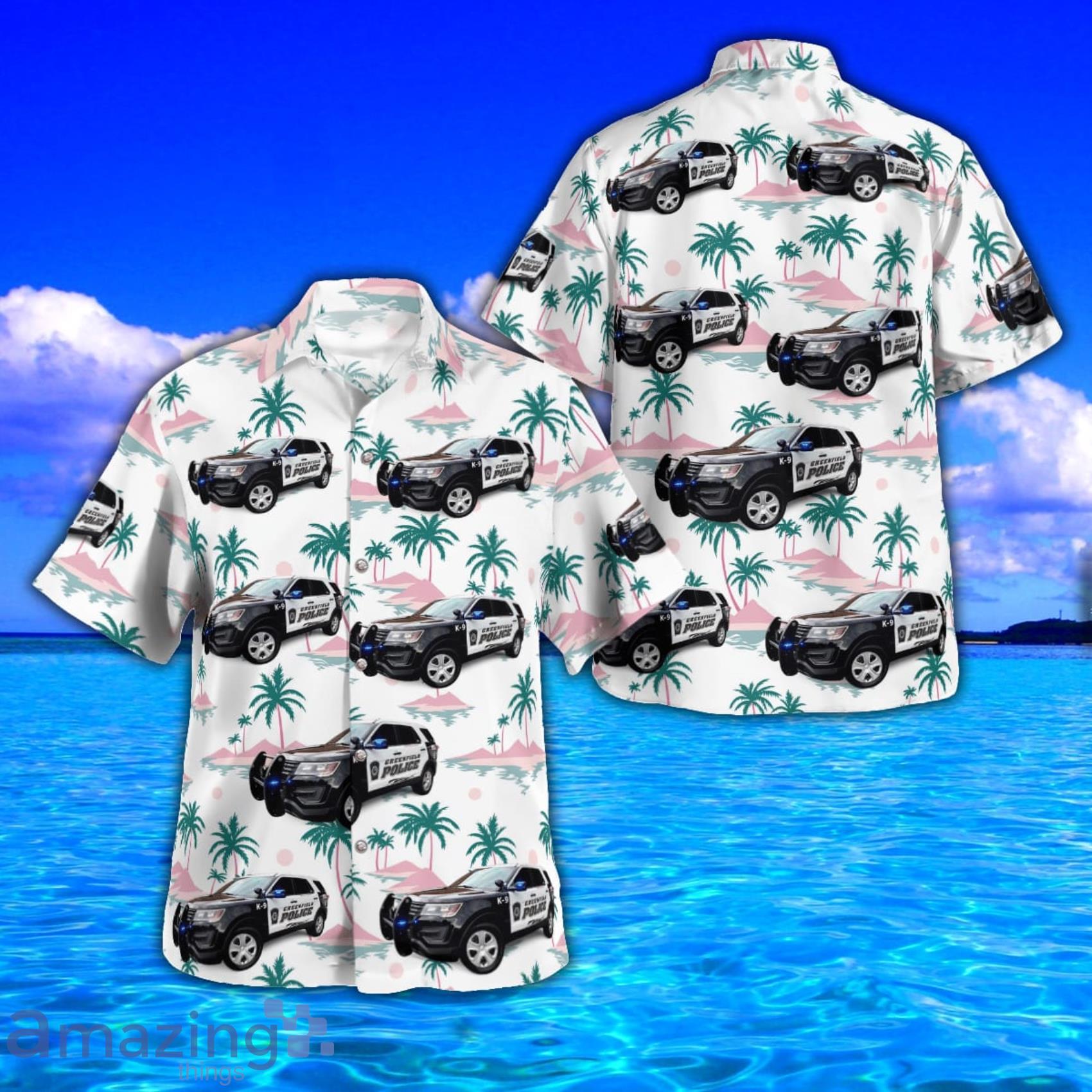 Greenfield, Mass Police Department Tropical Style AOP Short Sleeve Hawaiian Shirt And Beach Short Product Photo 1