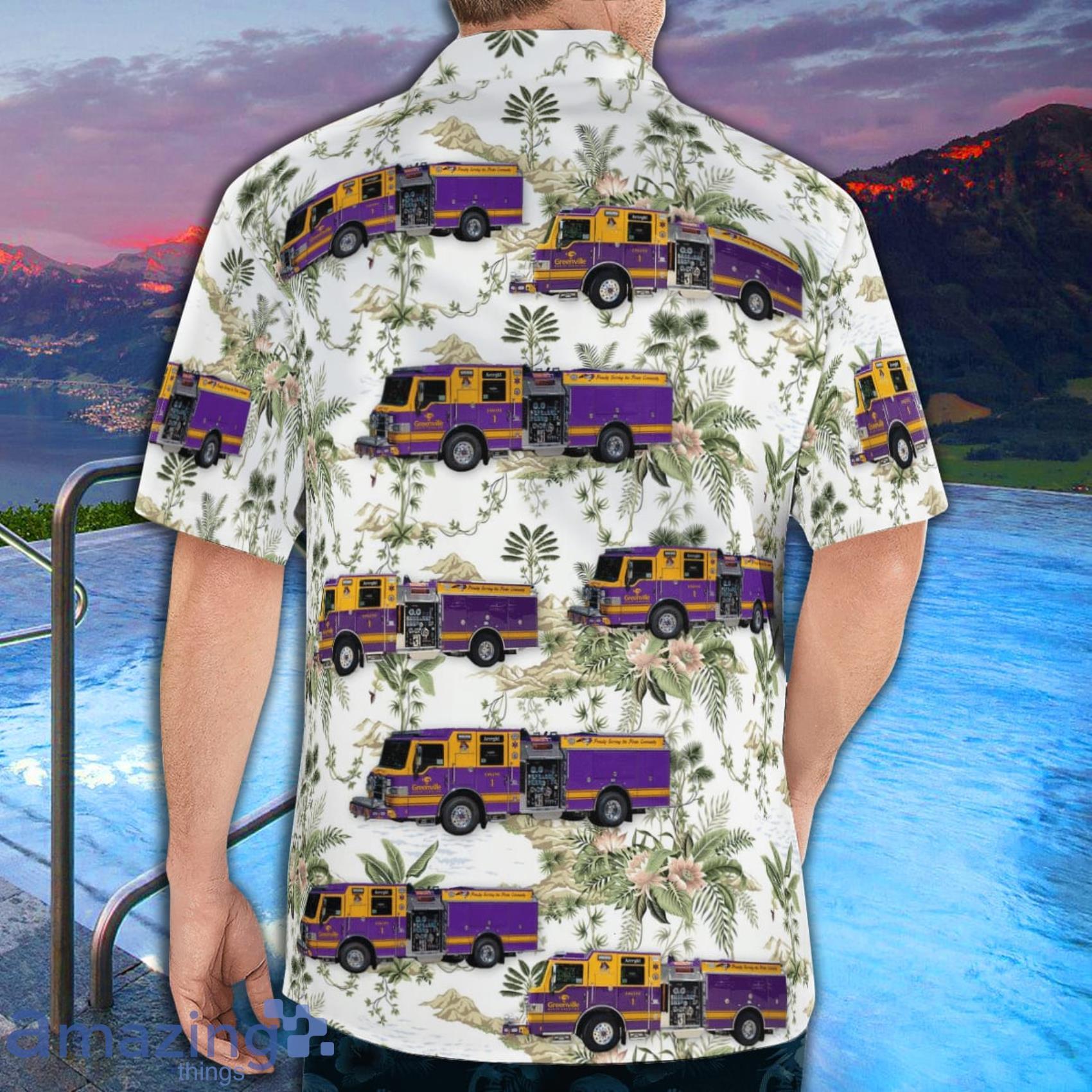 Greenville Firerescue, Nc AOP Aloha Tropical Style Hawaiian Shirt And Beach Short image Greenville Firerescue, Nc AOP Aloha Tropical Style Hawaiian Shirt And Beach Short Product Photo 2