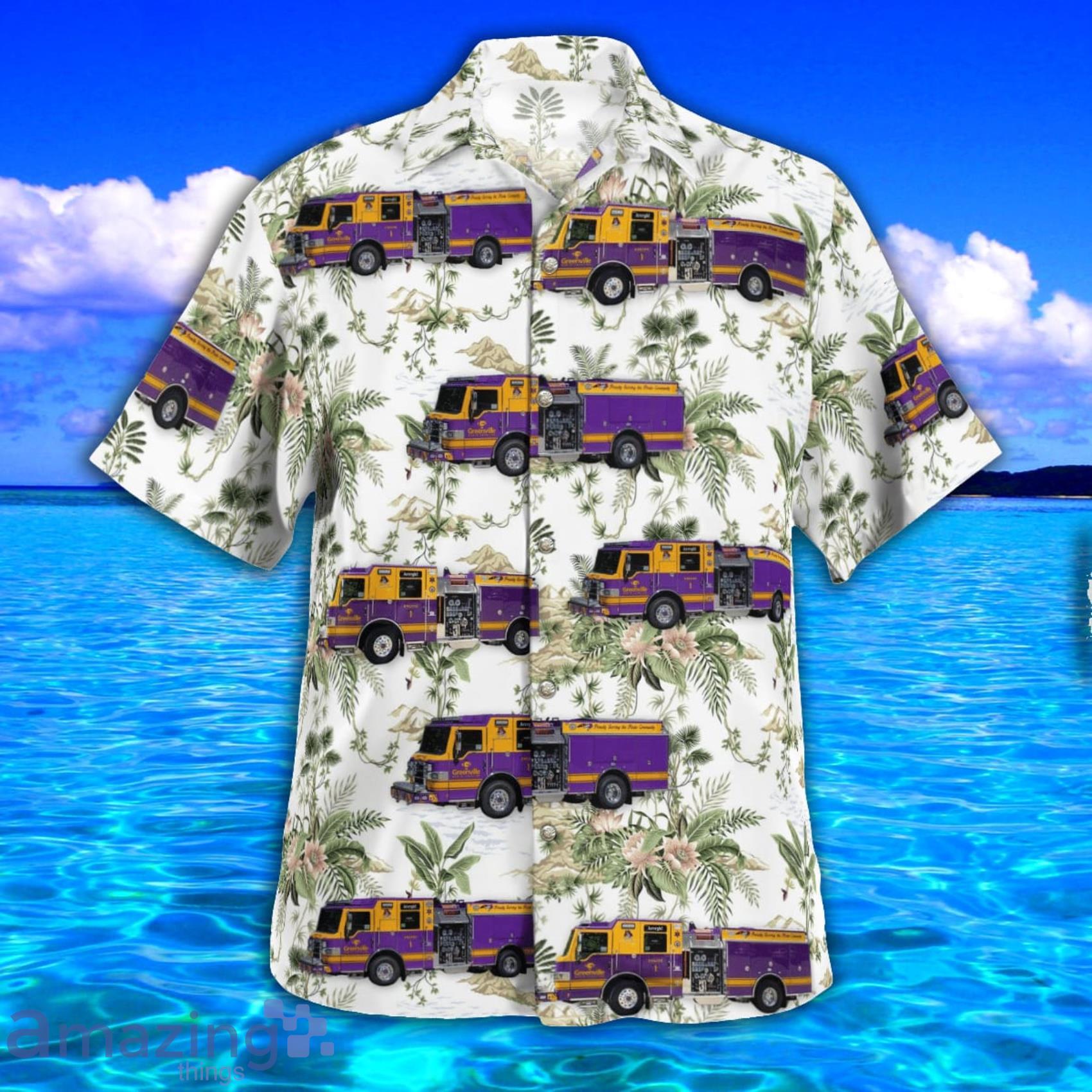 Greenville Firerescue, Nc AOP Aloha Tropical Style Hawaiian Shirt And Beach Short image Greenville Firerescue, Nc AOP Aloha Tropical Style Hawaiian Shirt And Beach Short Product Photo 3