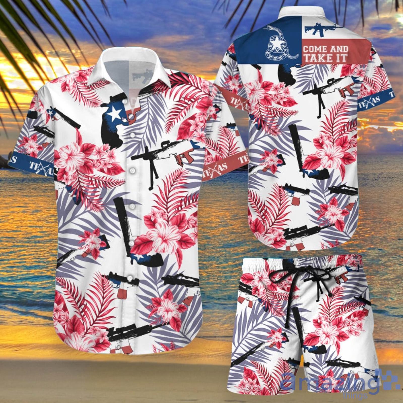 Gun Come And Take It Texas Gun Hawaiian Shirt And Shorts Summer Beach Gift Product Photo 1