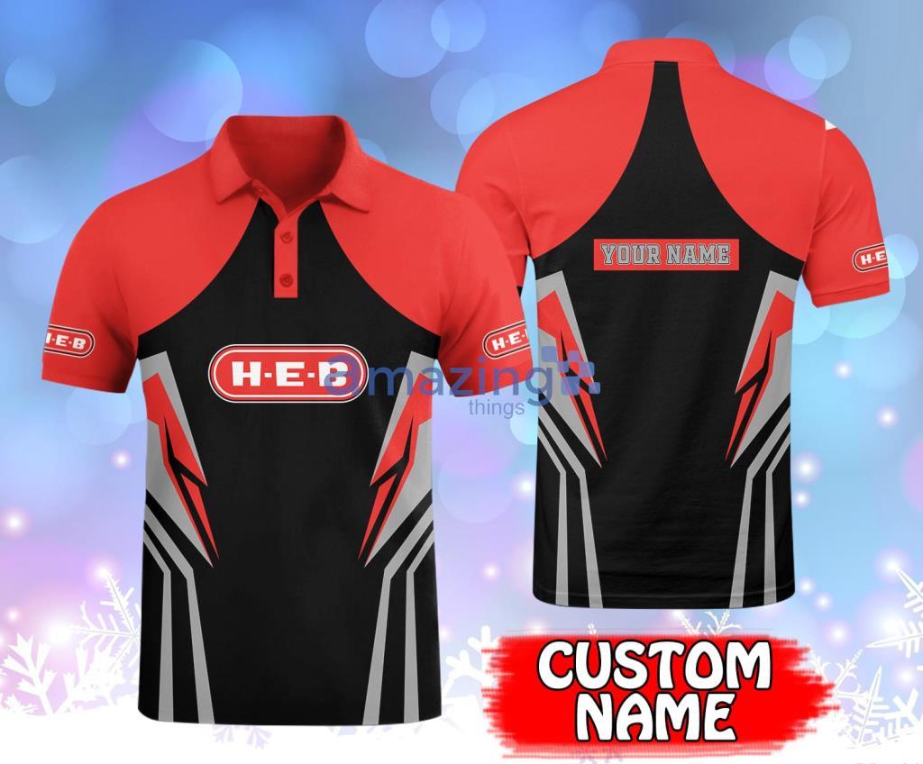H-E-B Custom Name Red And Black Polo Shirt Gift For Fans Product Photo 1
