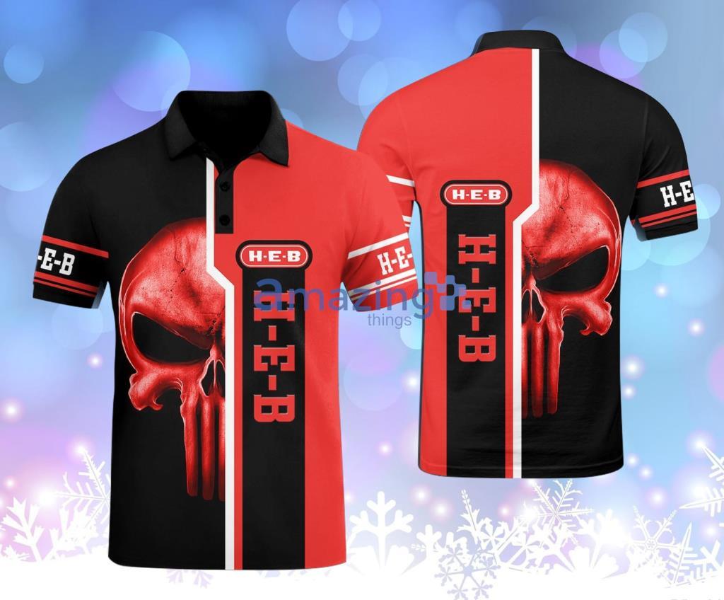 H-E-B Skull Red And Black Polo Shirt Gift For Fans Product Photo 1 H-E-B Skull Red And Black Polo Shirt Gift For Fans Product Photo 1