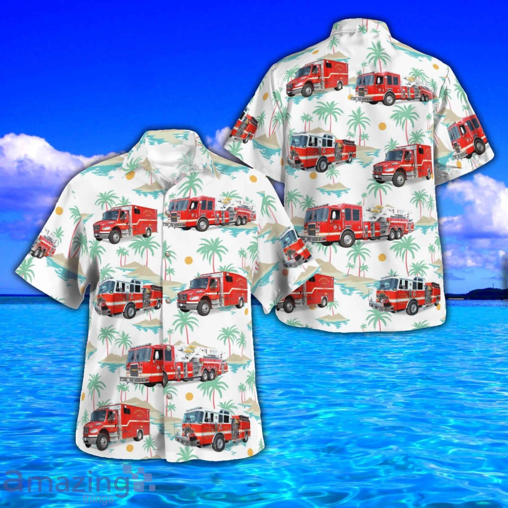 Haldimand County Fire Department Tropical Style AOP Short Sleeve Hawaiian Shirt And Beach Short Product Photo 1