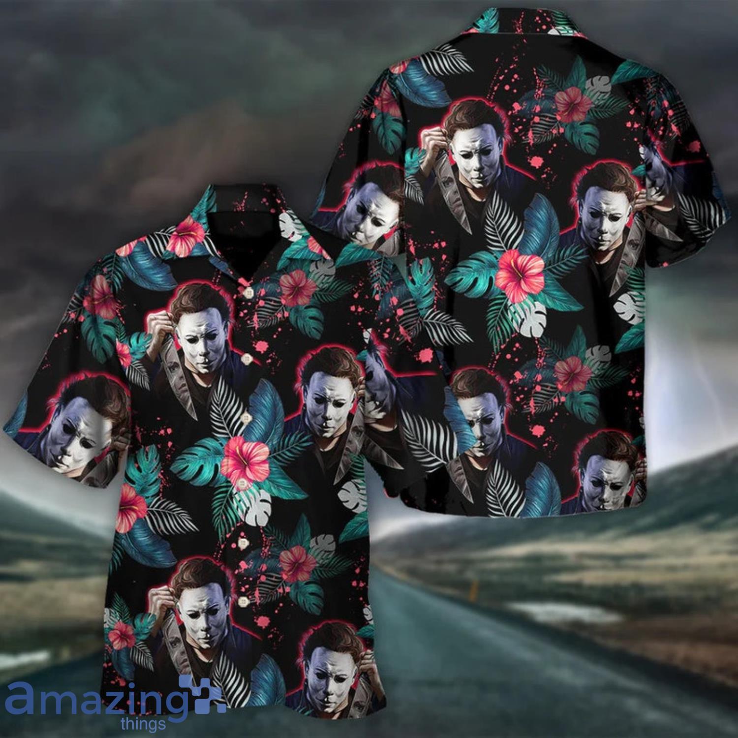 Halloween Michael Myers Tropical Style Hawaii Shirt Product Photo 1 Halloween Michael Myers Tropical Style Hawaii Shirt Product Photo 1