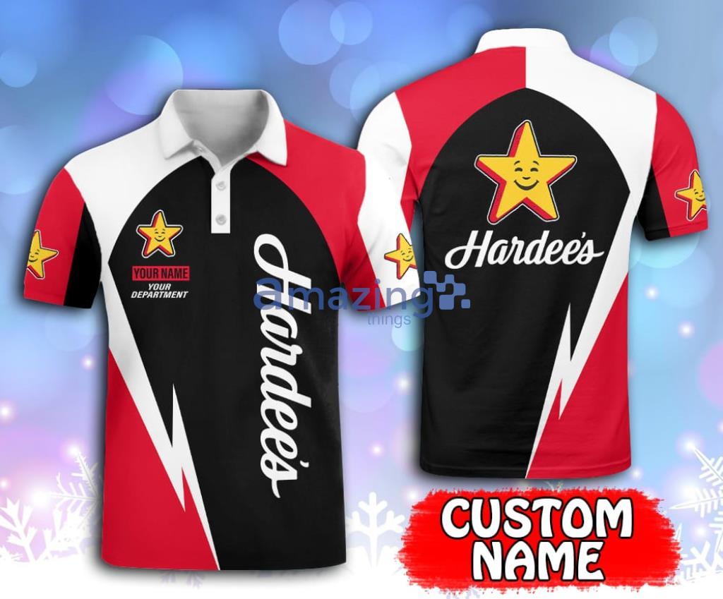 Hardee's Red And Black Custom Name Polo Shirt Gift For Fans Product Photo 1