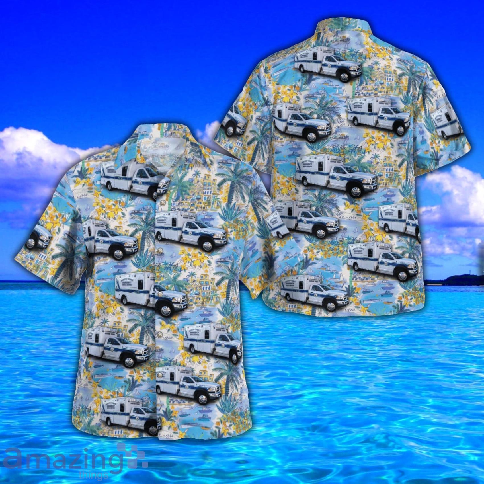Harford County, Maryland EMS Tropical Style Hawaiian Shirt Product Photo 1