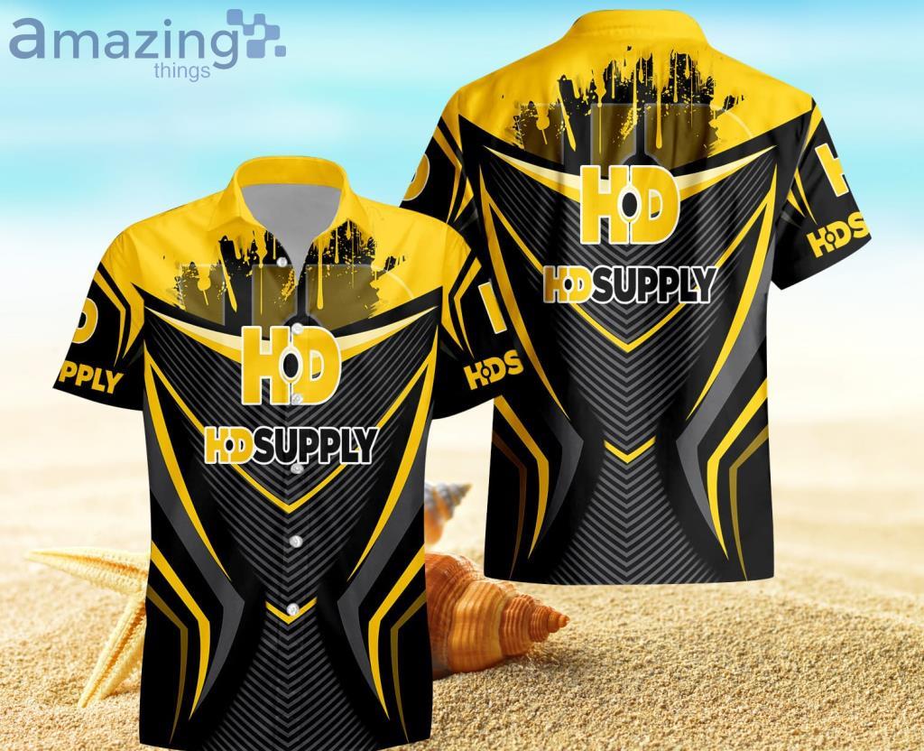 Hd Supply Yellow And Black Hawaiian Shirt For Men And Women Product Photo 1