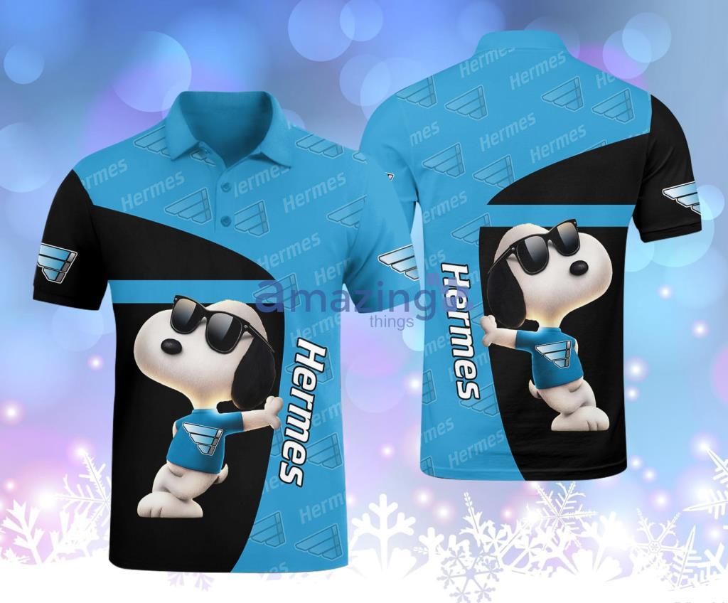 Hermes Europe Snoopy Logo Blue And Black Polo Shirt Gift For Fans Product Photo 1