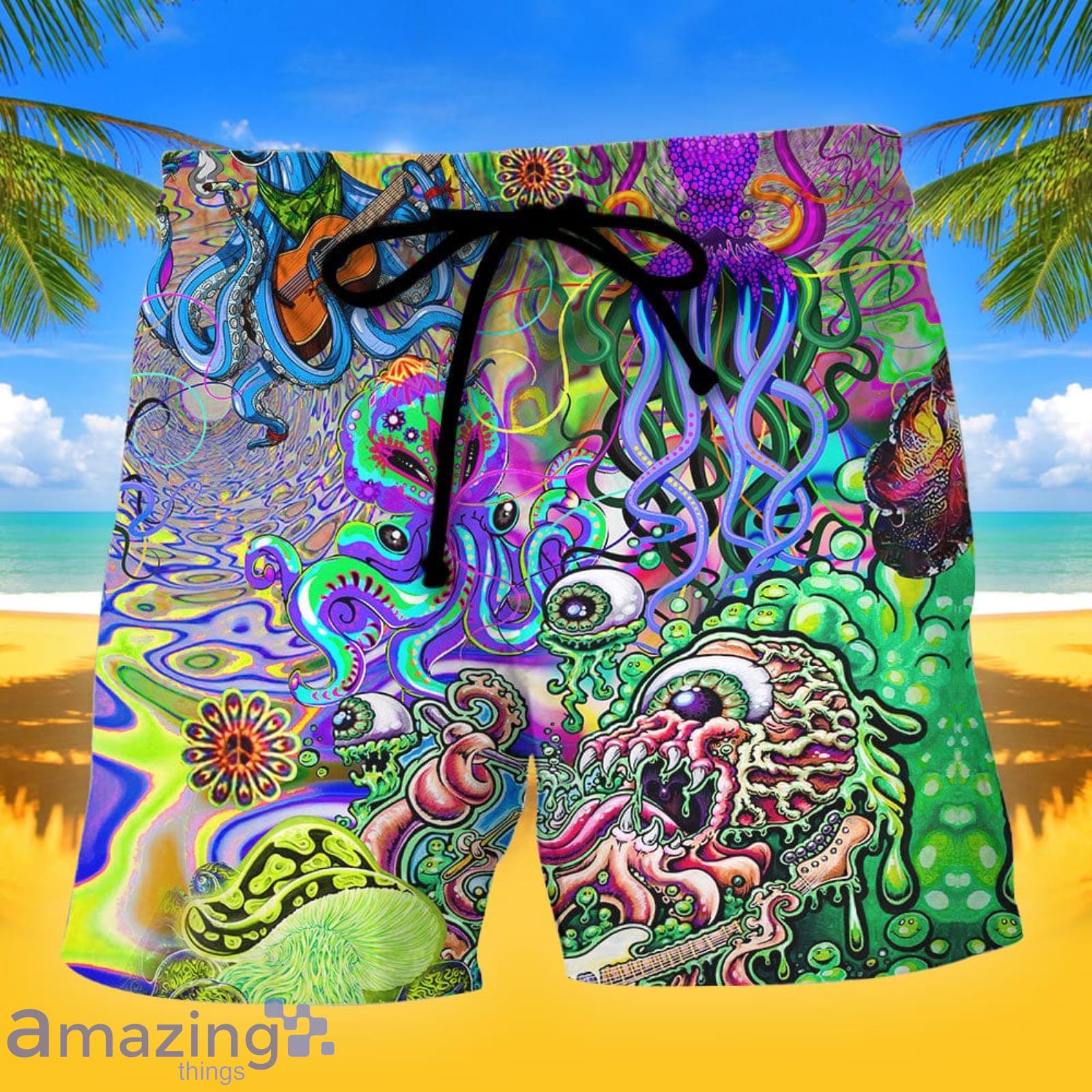 Hippie Octopus Love Music Summer Gift Beach Shorts Product Photo 1