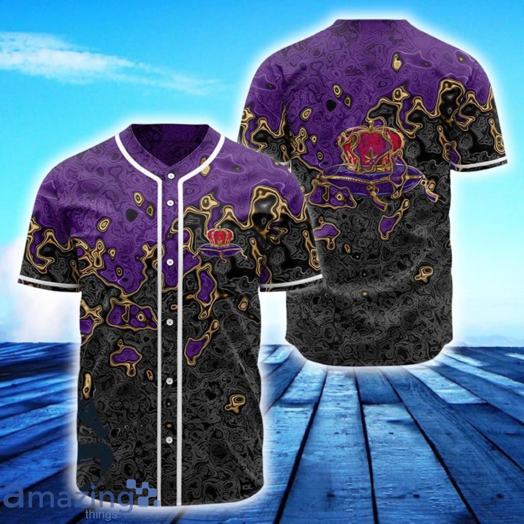 Holographic Colorful Crown Royal AOP Full Print Baseball Jersey Shirt Product Photo 1