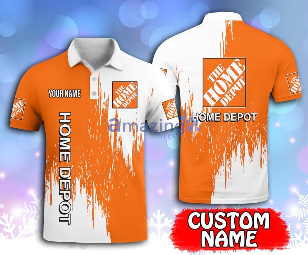 Home Depot White And Orange Custom Name Polo Shirt Gift For Fans Product Photo 1