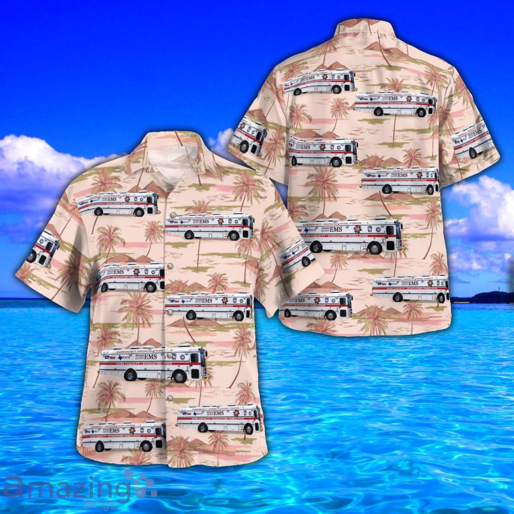Hopkins County EMS AMBUS Tropical Style AOP Short Sleeve Hawaiian Shirt And Beach Short Product Photo 1