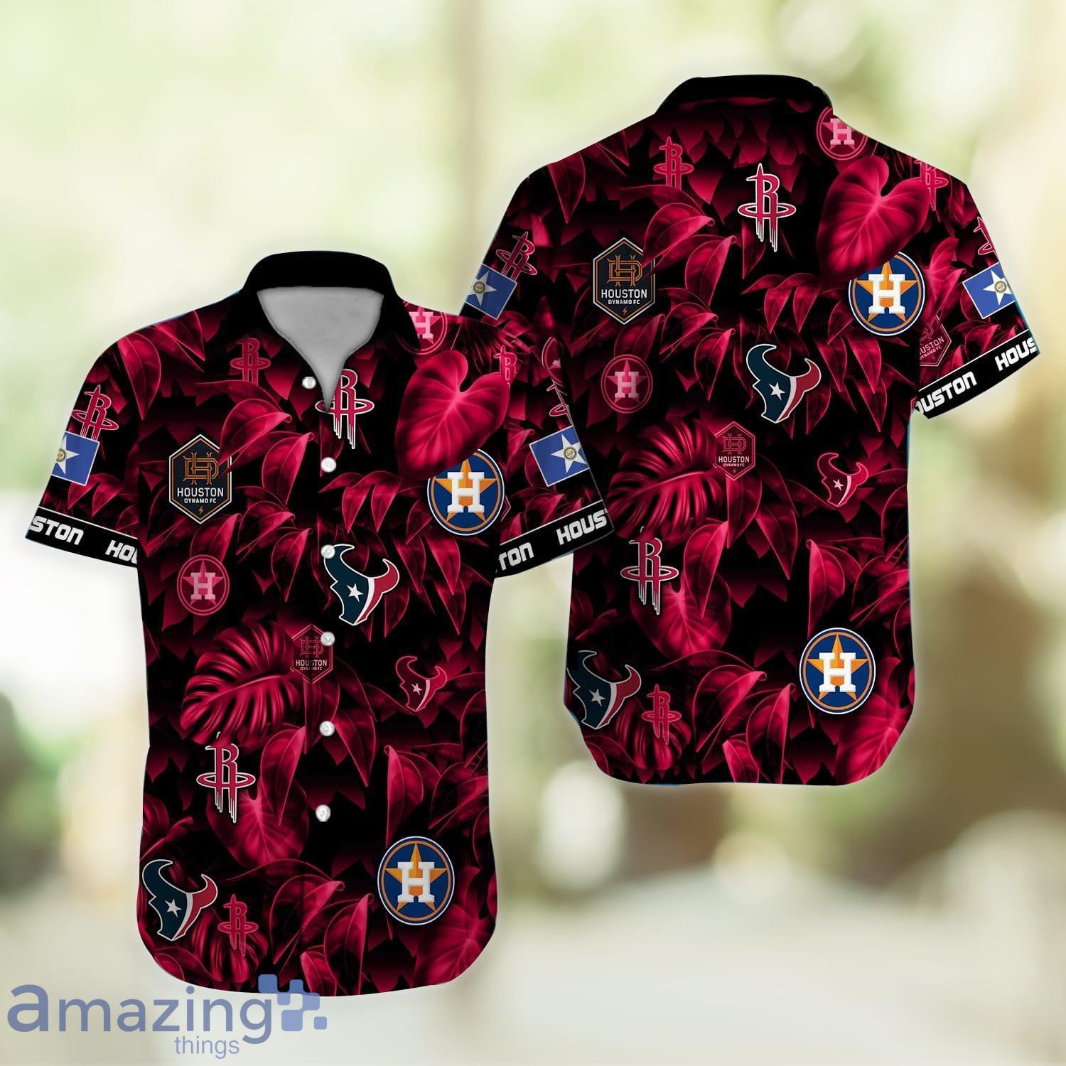 Houston 3D Leaf Print Hawaiian Shirt For Men And Women Product Photo 1