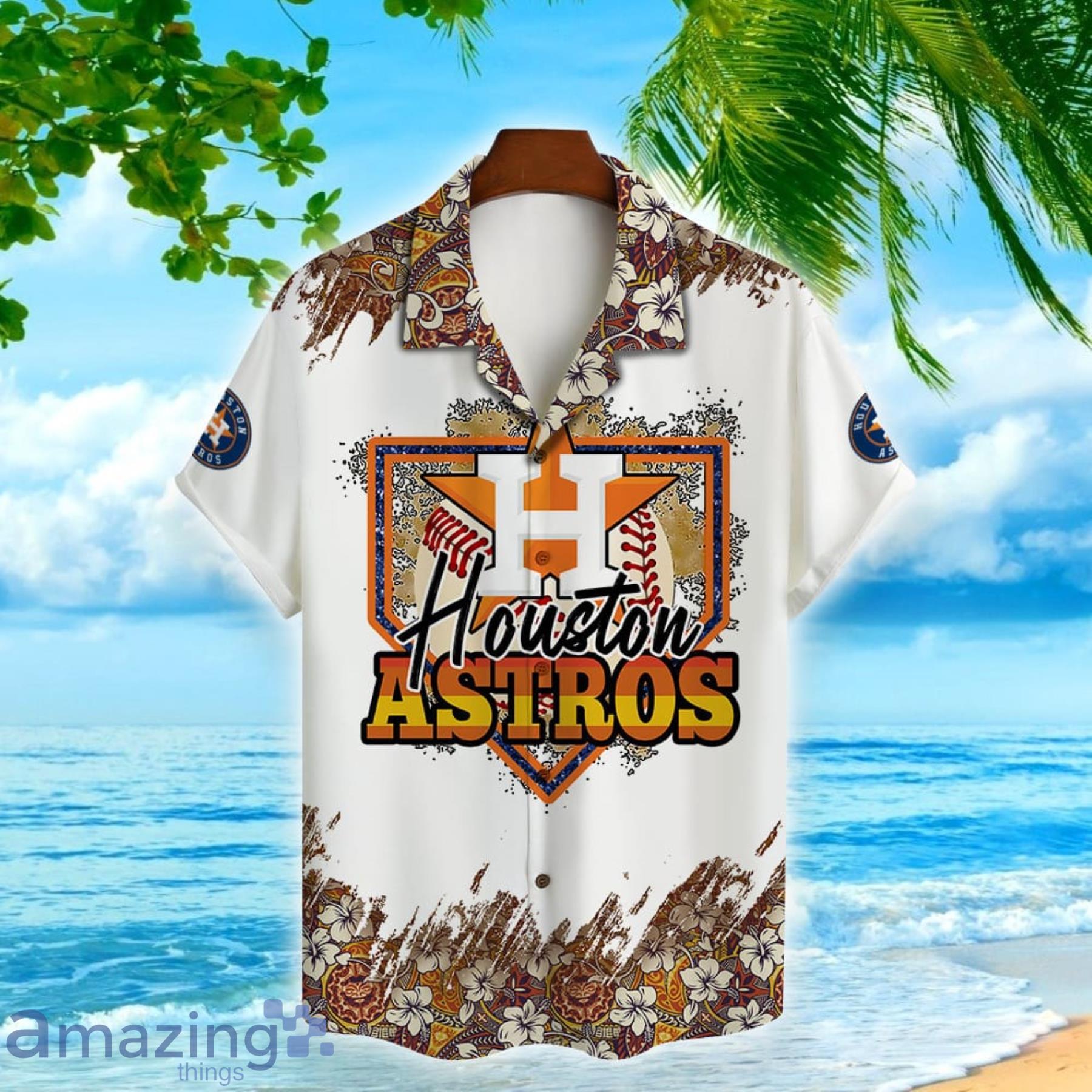 Houston Astros Baseball Flower Pattern Hawaiian Shirt For Men And Women image Houston Astros Baseball Flower Pattern Hawaiian Shirt For Men And Women Product Photo 2