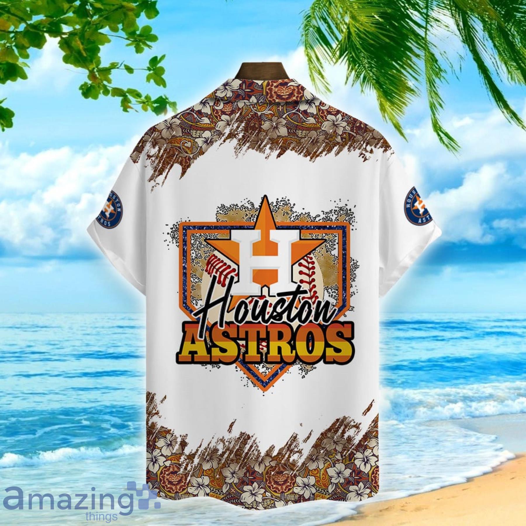 Houston Astros Baseball Flower Pattern Hawaiian Shirt For Men And Women image Houston Astros Baseball Flower Pattern Hawaiian Shirt For Men And Women Product Photo 3