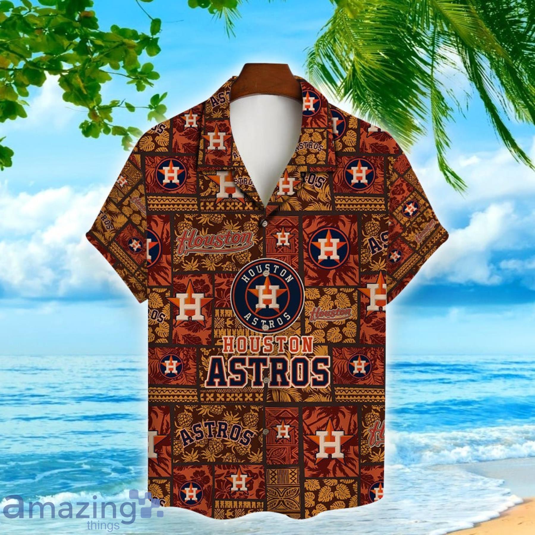 Houston Astros Vintage Pattern Major League Baseball Hawaiian Shirt Summer Gift For Fans image Houston Astros Vintage Pattern Major League Baseball Hawaiian Shirt Summer Gift For Fans Product Photo 2