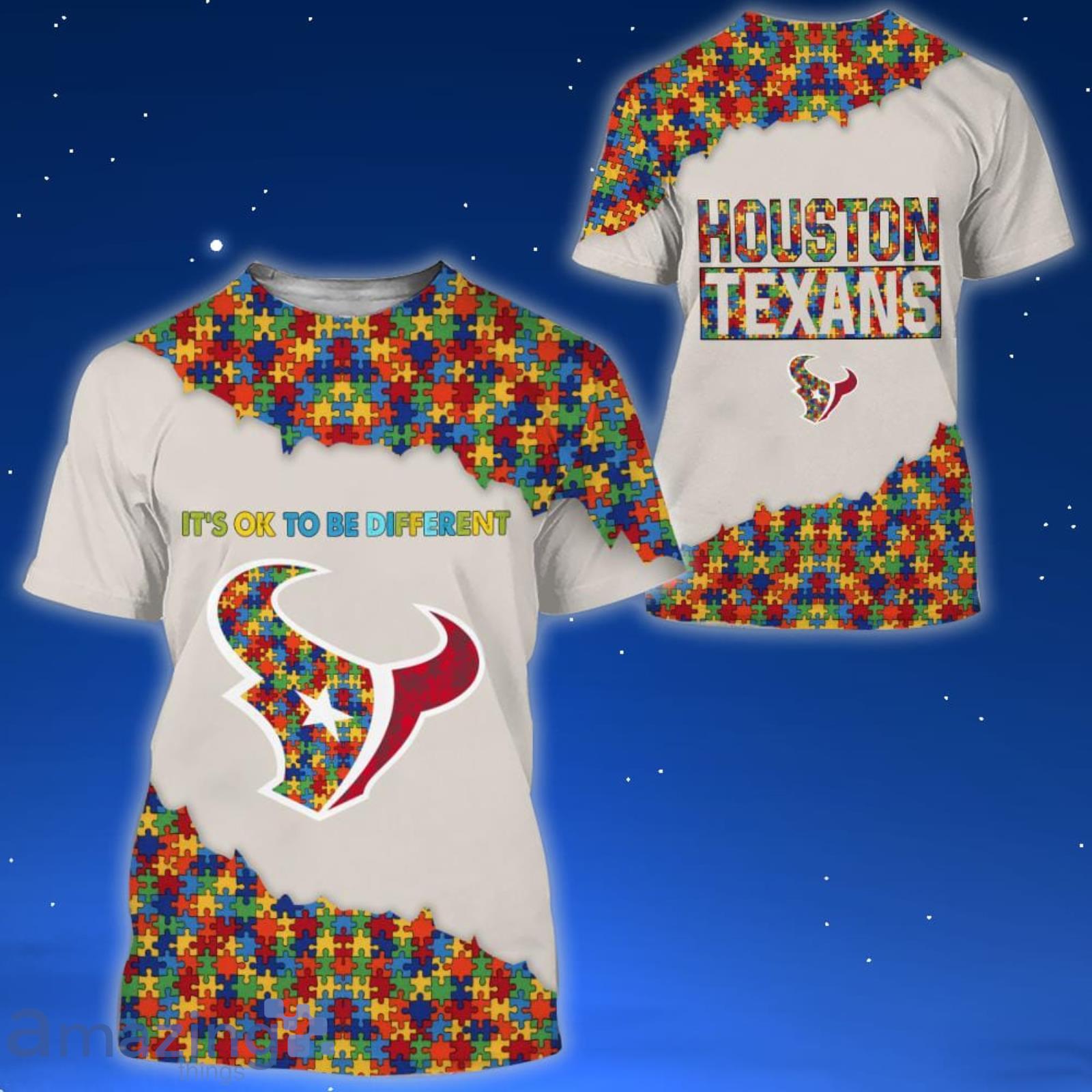 Official houston Texans NFL Autism Awareness It's Ok To Be Different Shirt,  hoodie, sweater, long sleeve and tank top