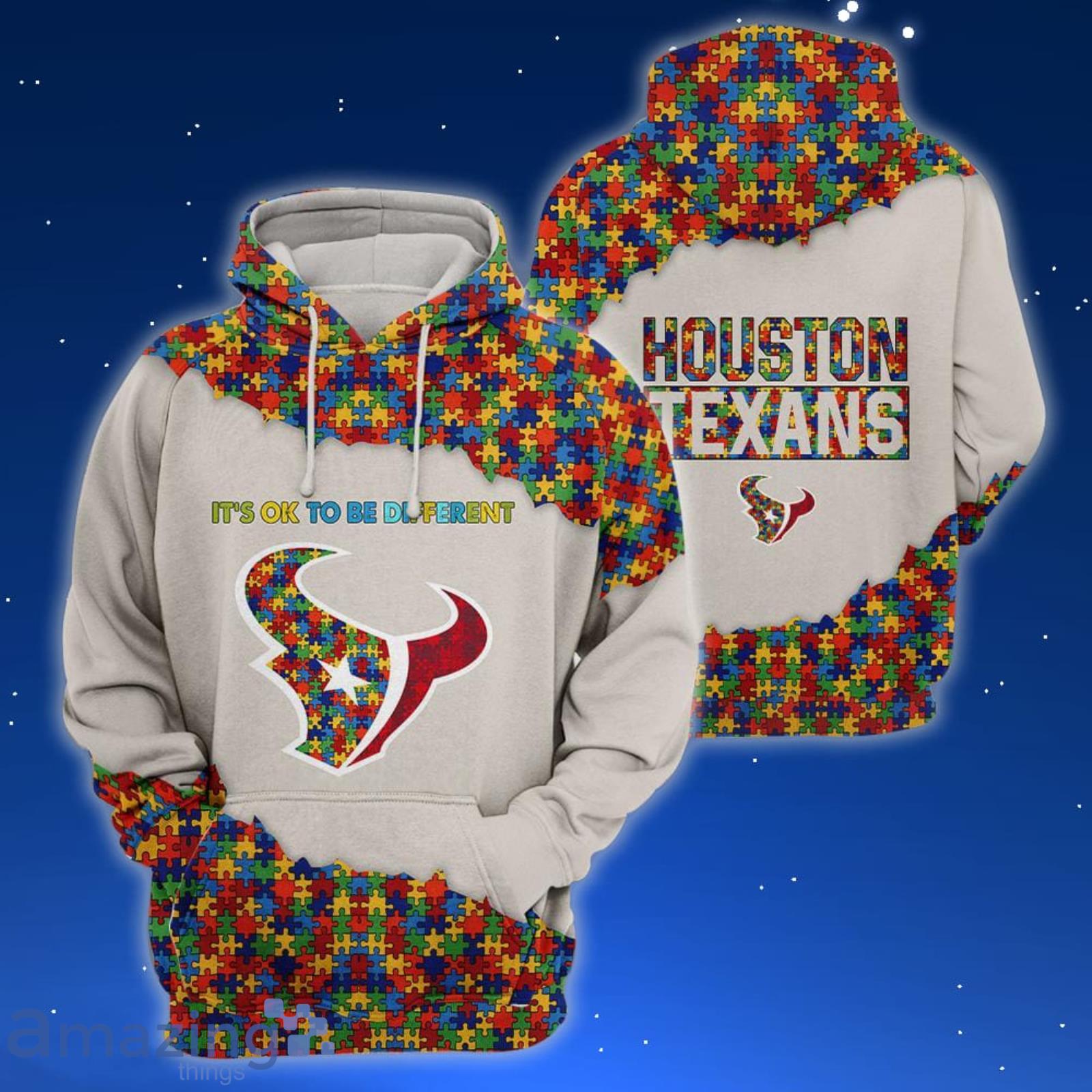 Official houston Texans NFL Autism Awareness It's Ok To Be Different Shirt,  hoodie, sweater, long sleeve and tank top