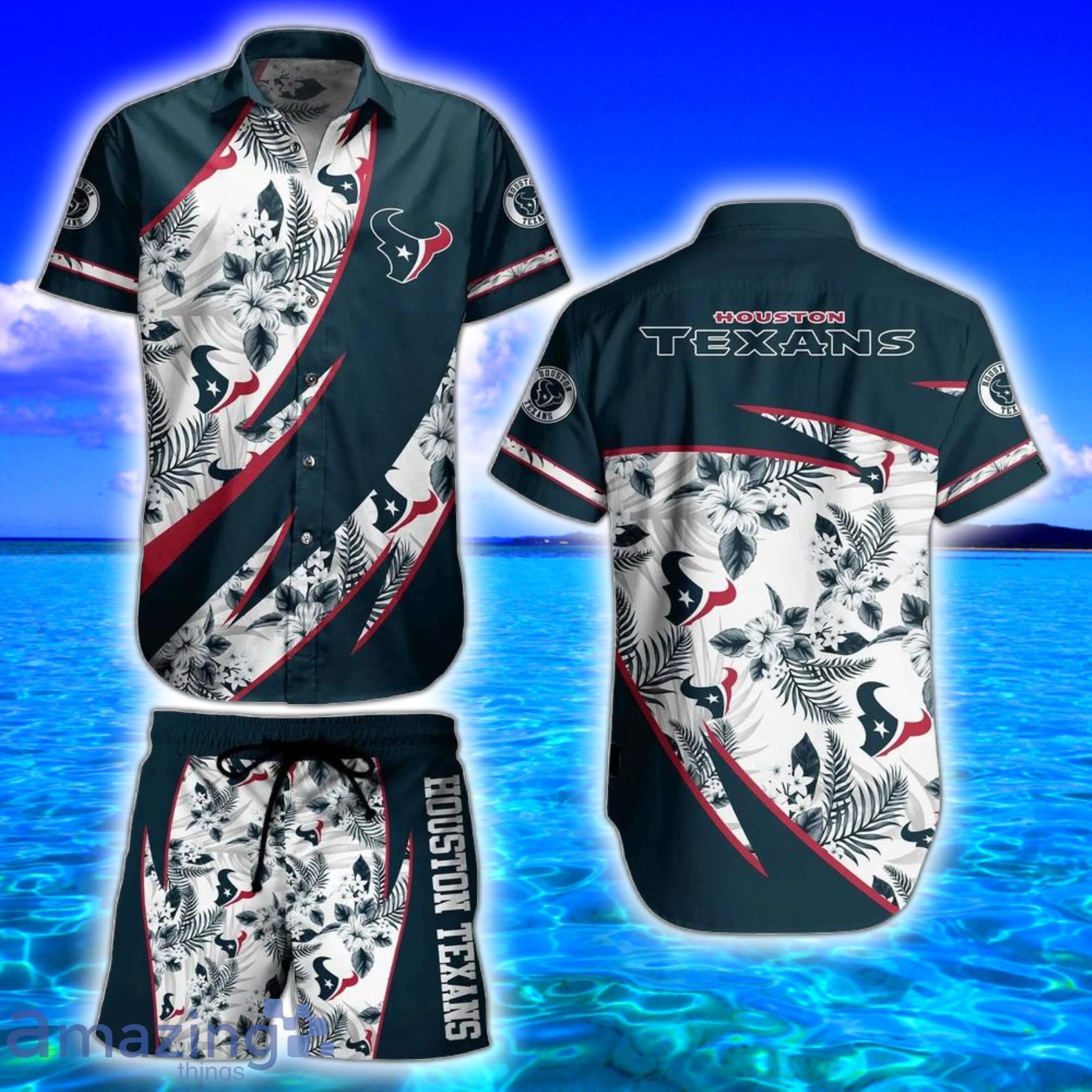Houston Texans NflHabicus And Tropical Leaves Pattern Special Design Hawaiian Shirt And Short Product Photo 1