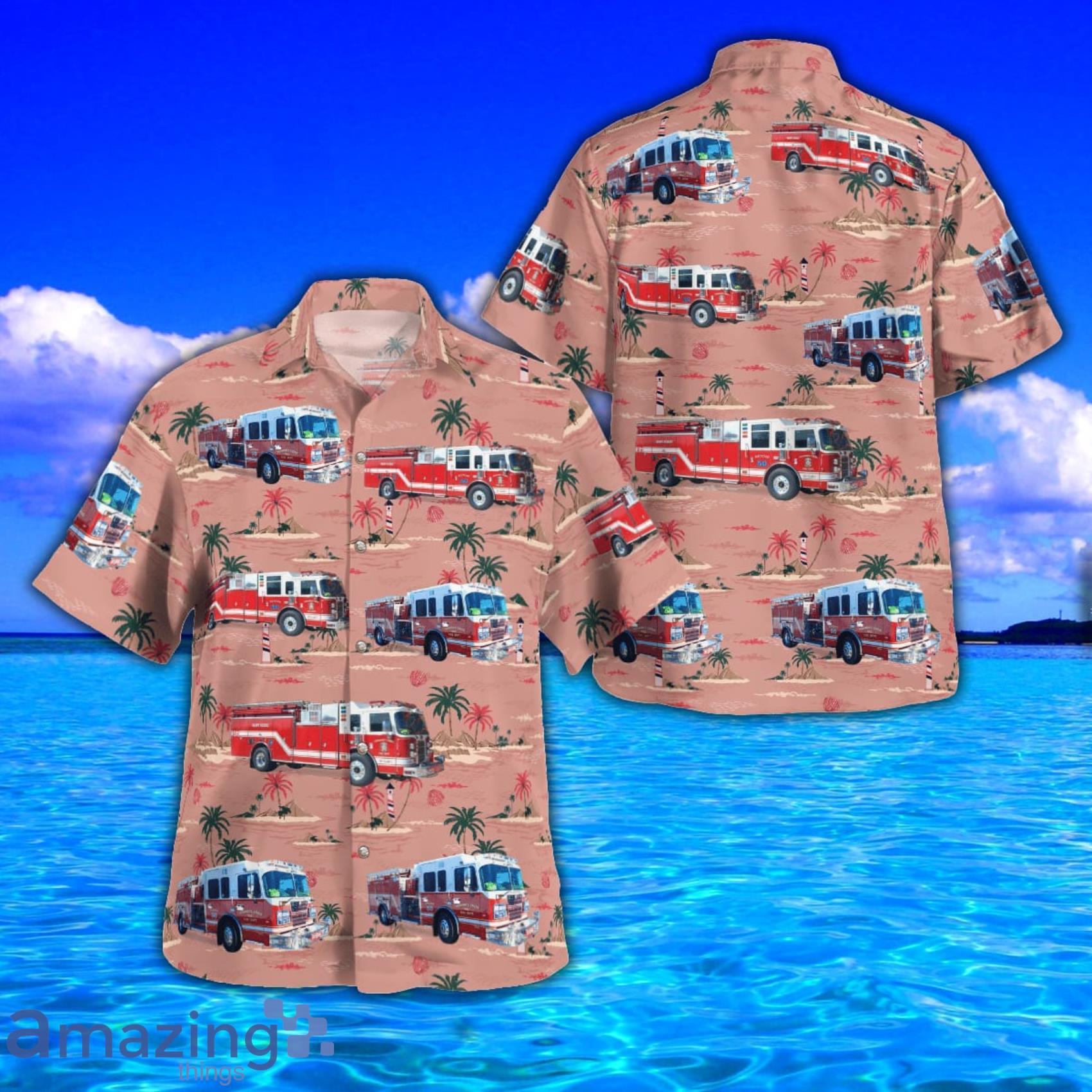 Howard's Creek Fire Department AOP Aloha Tropical Style Hawaiian Shirt And Beach Short Product Photo 1